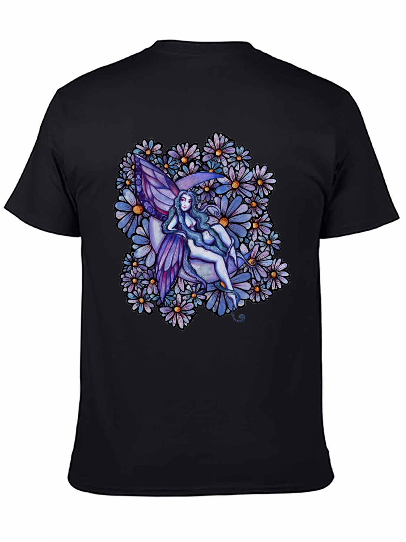 Fairy & Floral Graphic Tee - Black