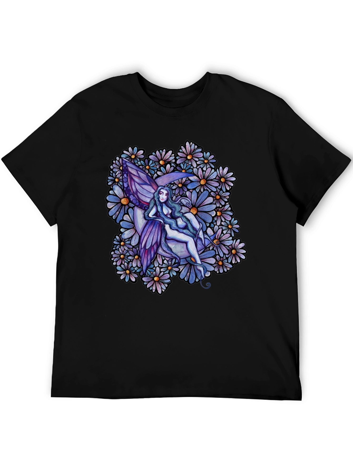 Fairy & Floral Graphic Tee - Black