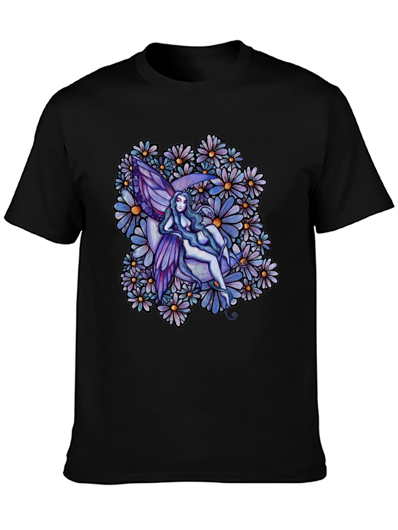 Fairy & Floral Graphic Tee - Black