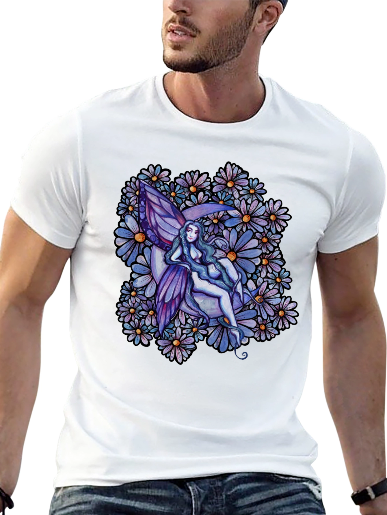 Fairy & Floral Graphic Tee - Black