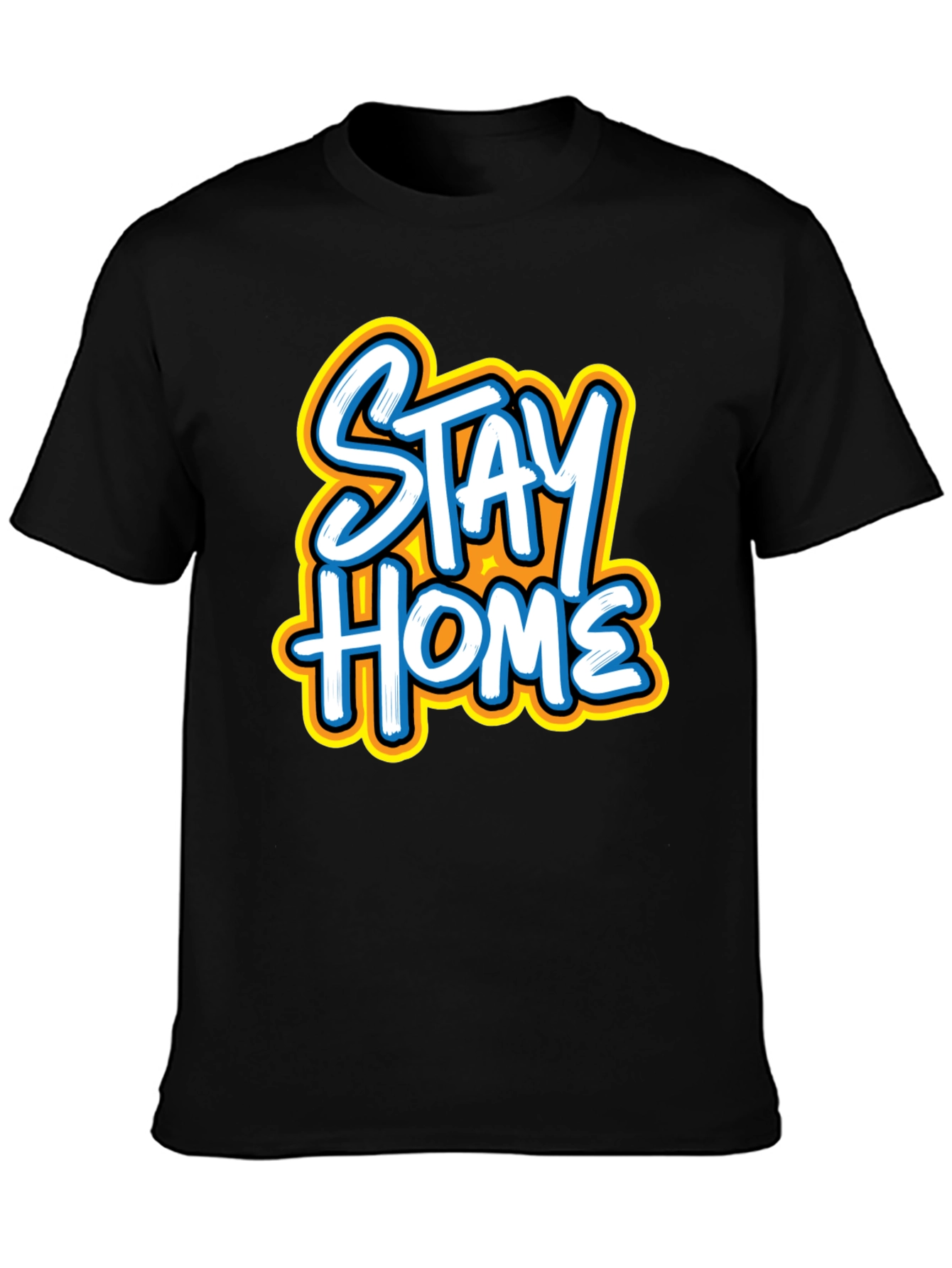 Stay Home Graphic Tee - Black Casual T-Shirt