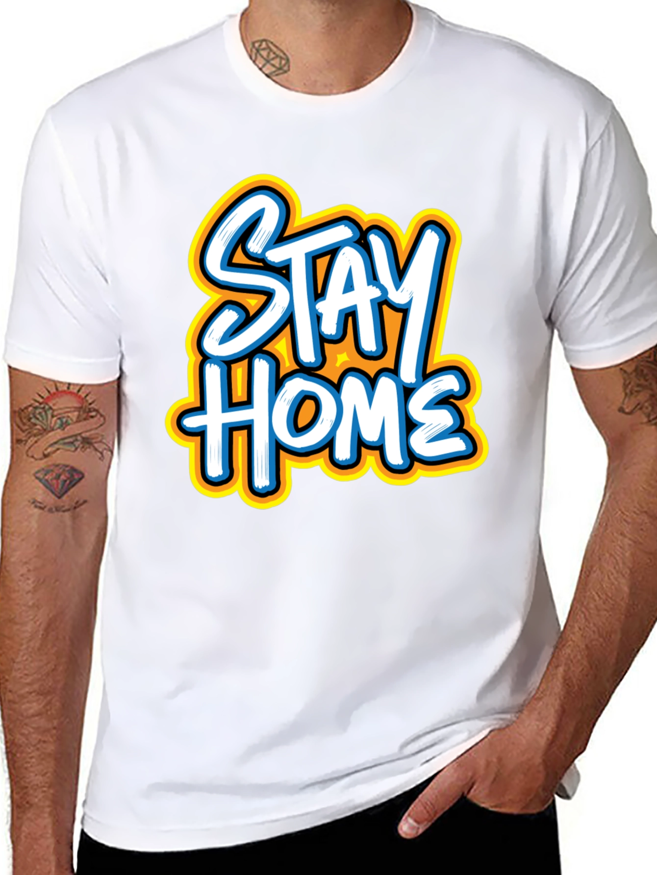Stay Home Graphic Tee - Black Casual T-Shirt