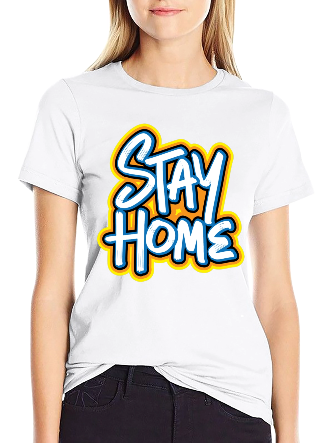 Stay Home Graphic Tee - Black Casual T-Shirt