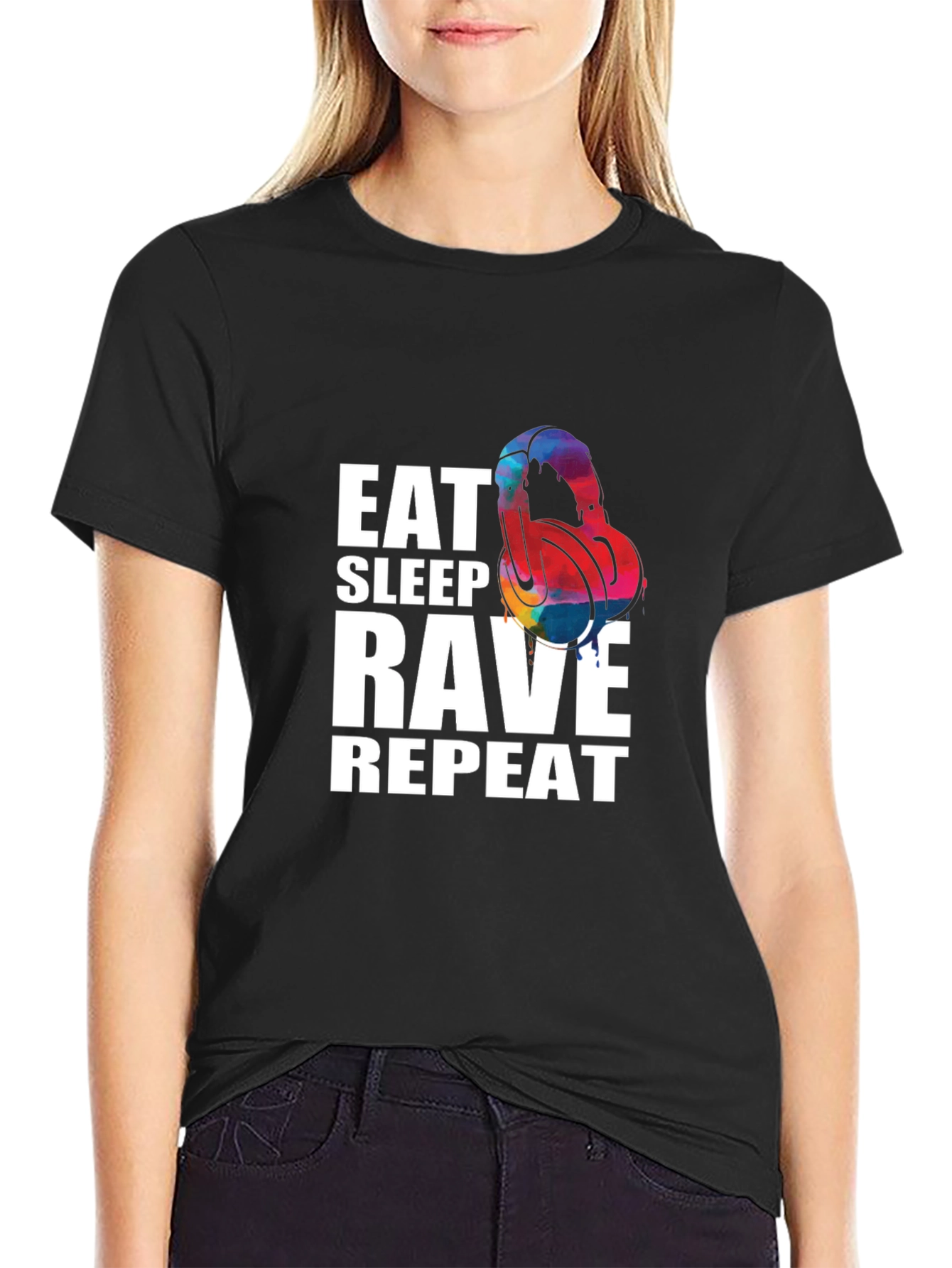 Eat Sleep Rave Repeat Graphic T-Shirt