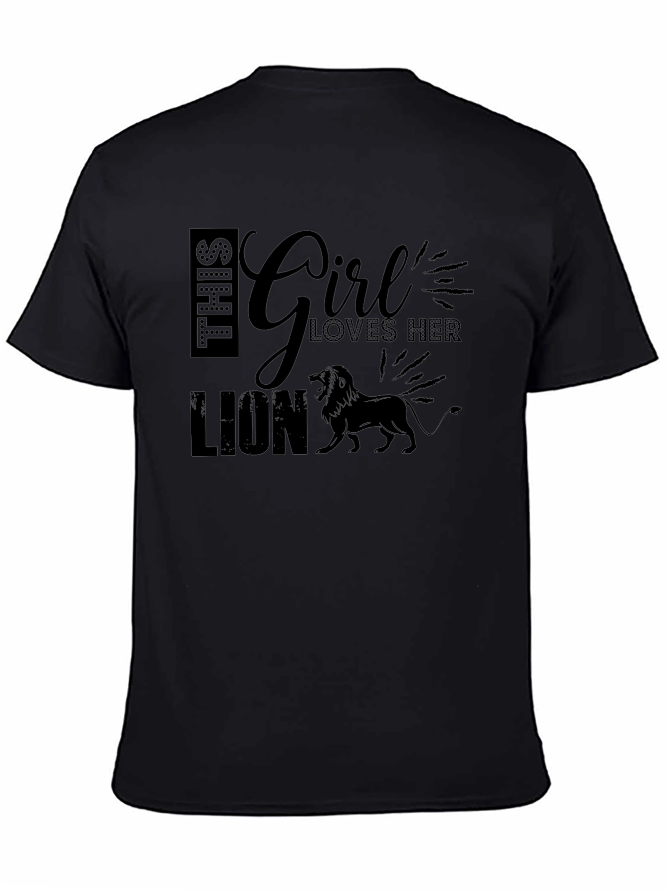 Girl Loves Her Lion Black T-Shirt