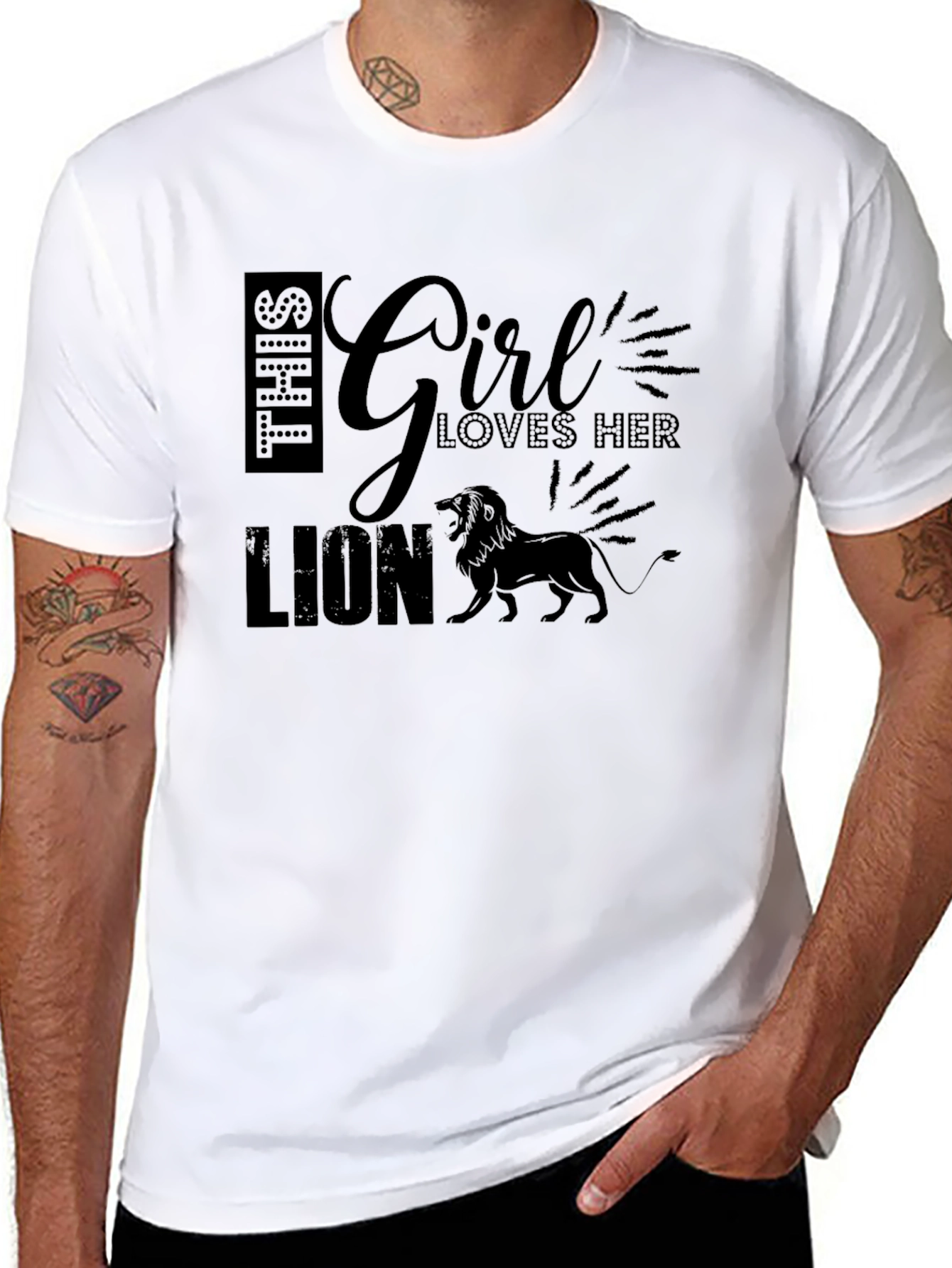 Girl Loves Her Lion Black T-Shirt