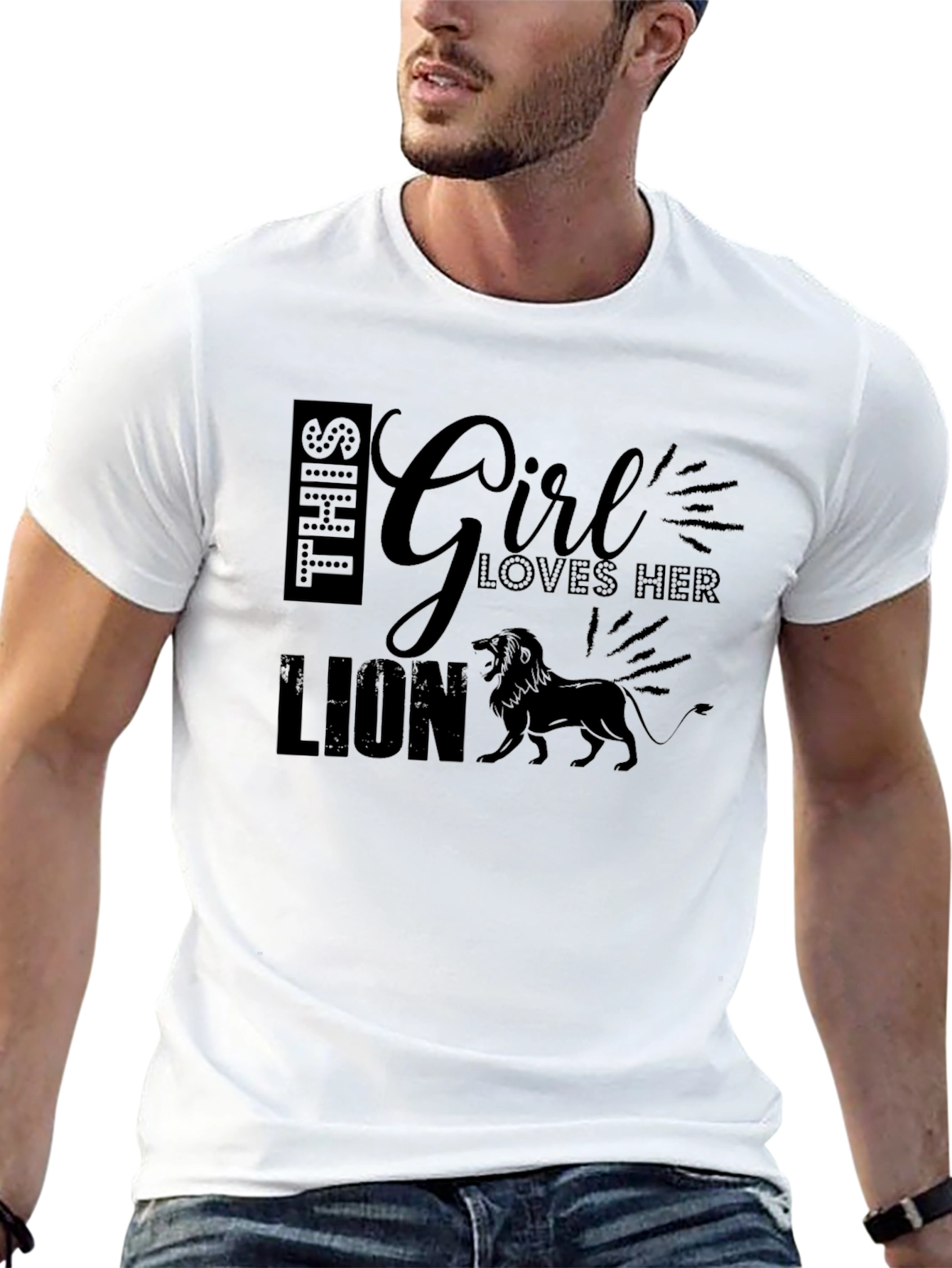 Girl Loves Her Lion Black T-Shirt
