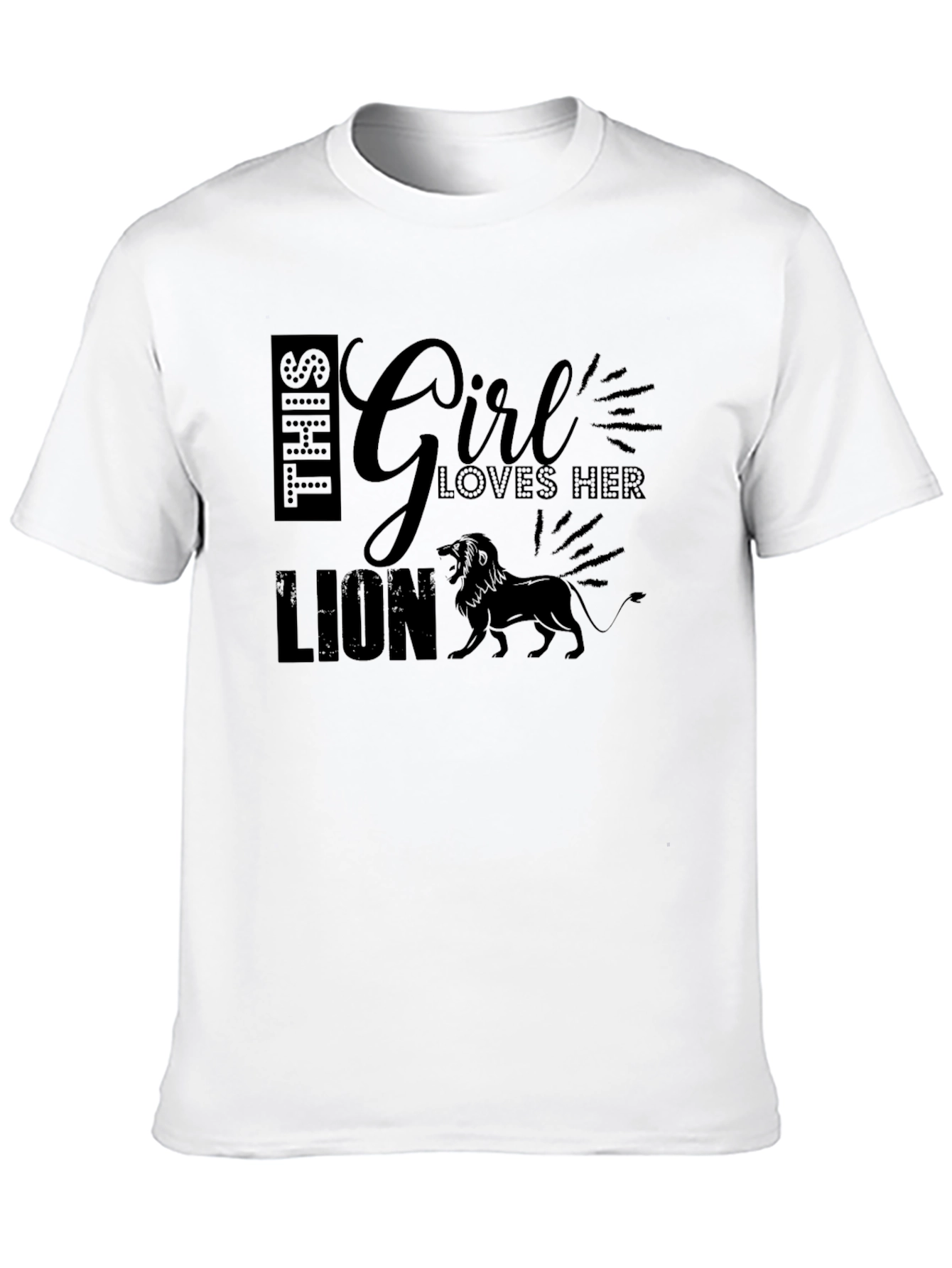 Girl Loves Her Lion Black T-Shirt