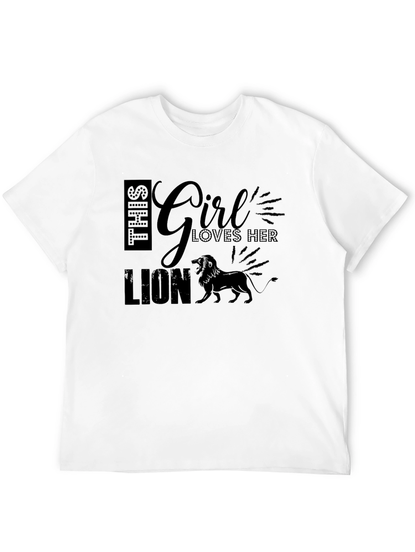 Girl Loves Her Lion Black T-Shirt