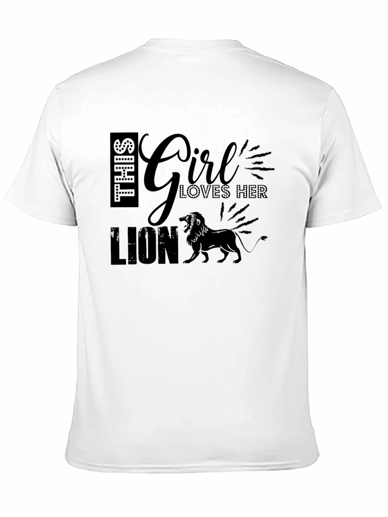 Girl Loves Her Lion Black T-Shirt