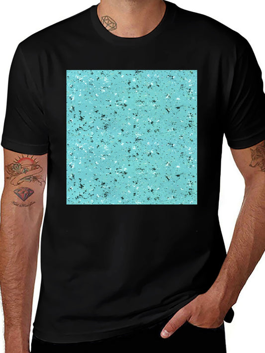 Speckled Teal Print Black T-Shirt