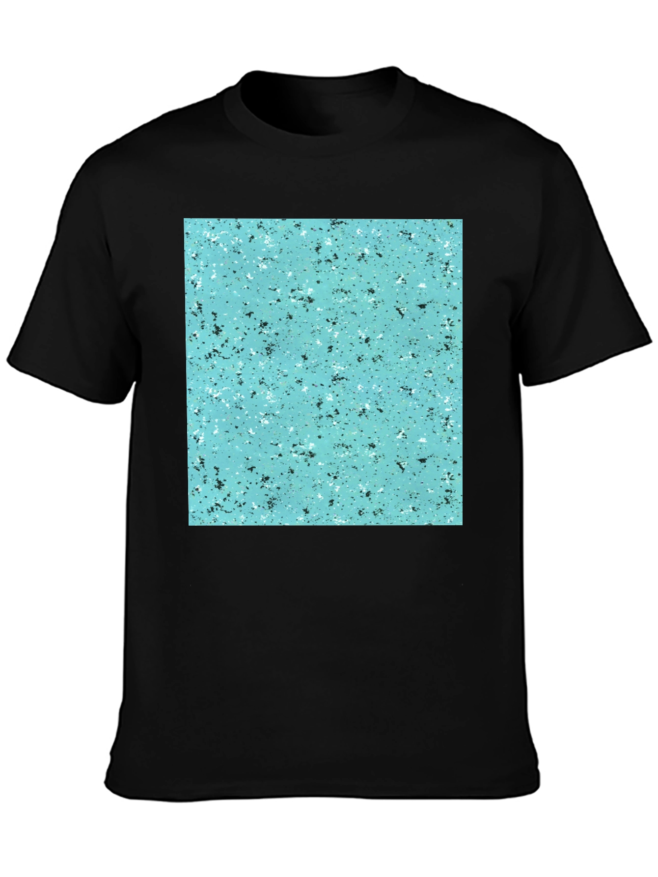 Speckled Teal Print Black T-Shirt