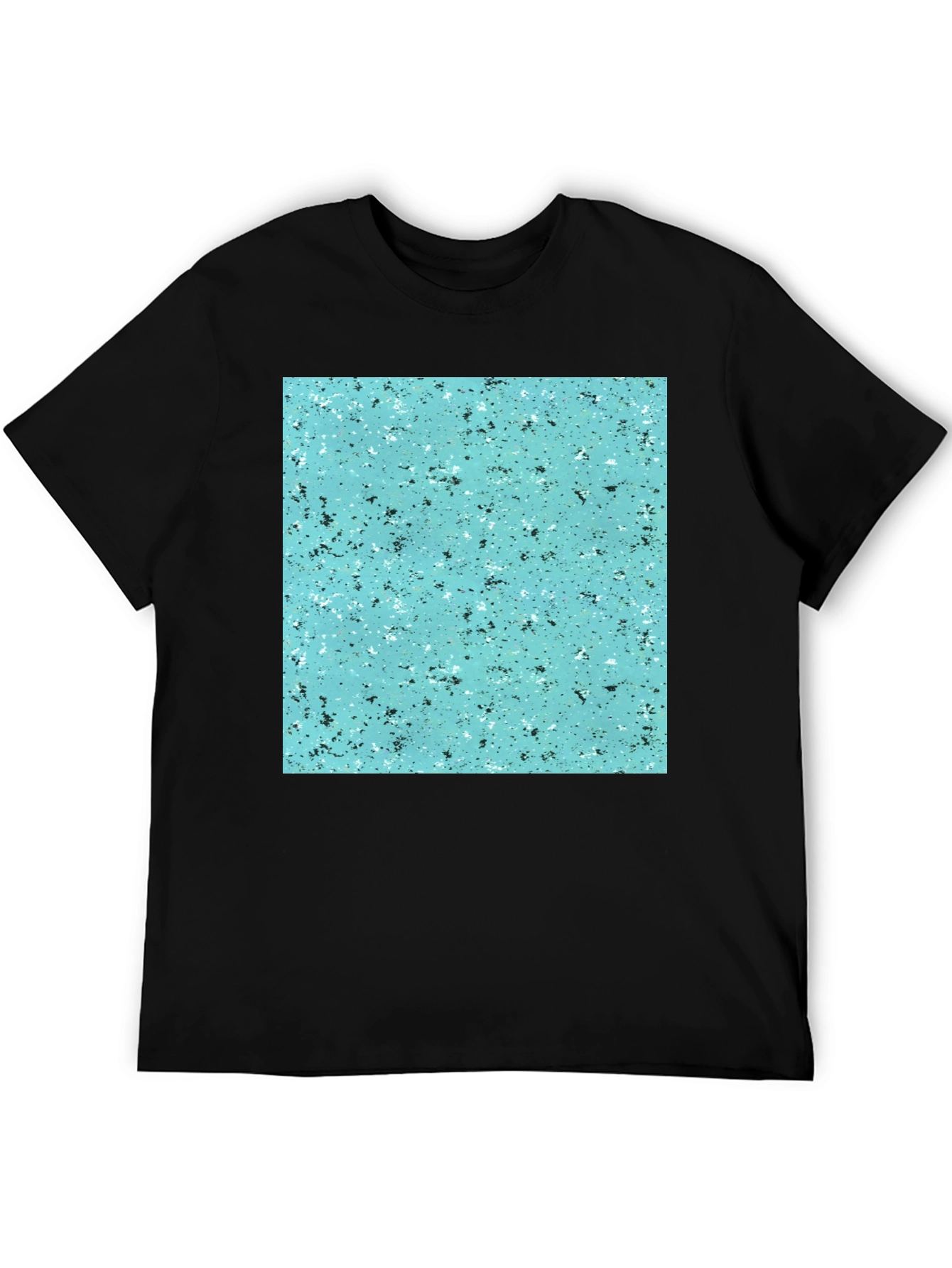 Speckled Teal Print Black T-Shirt