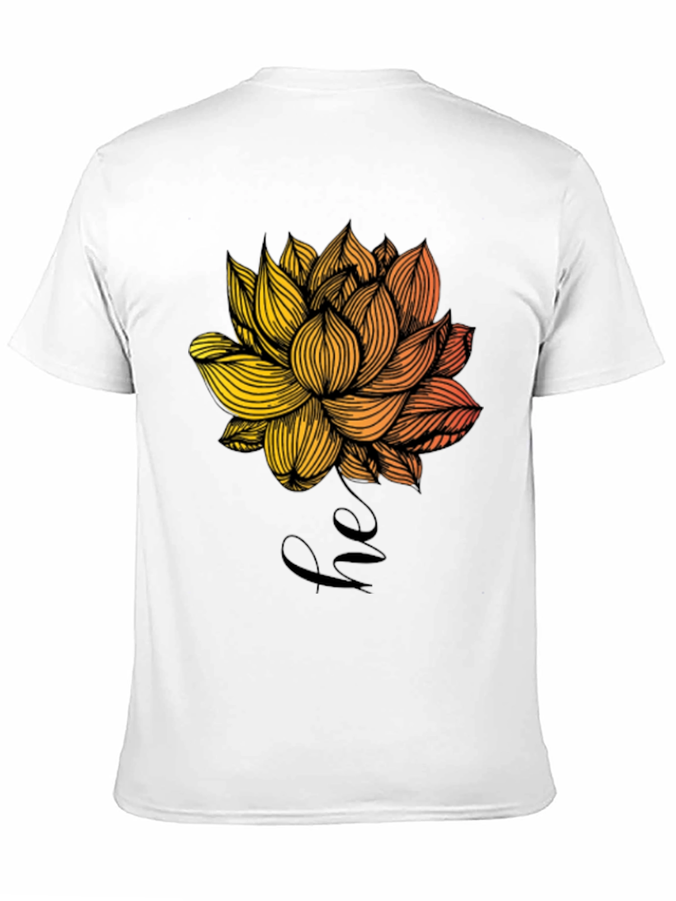 Floral Lotus Graphic Print Mens Black T-Shirt
