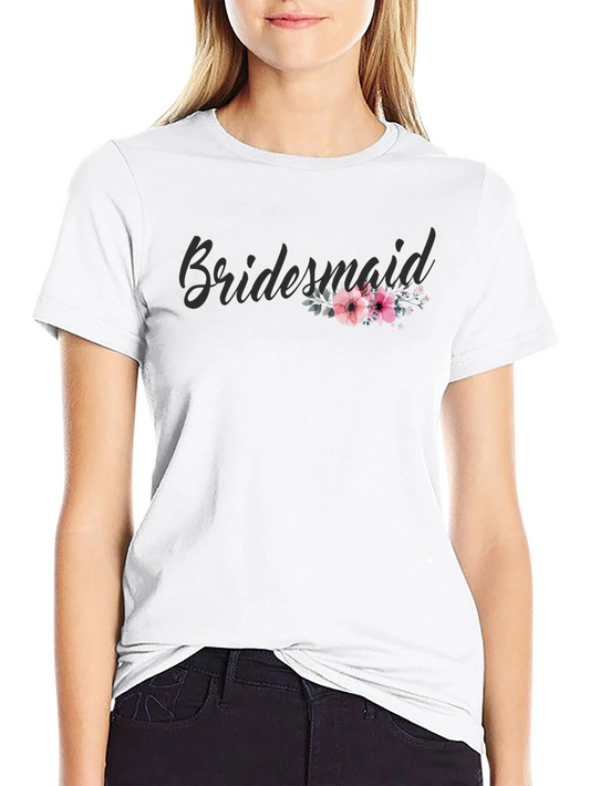 Bridesmaid Floral Graphic Tee - Black