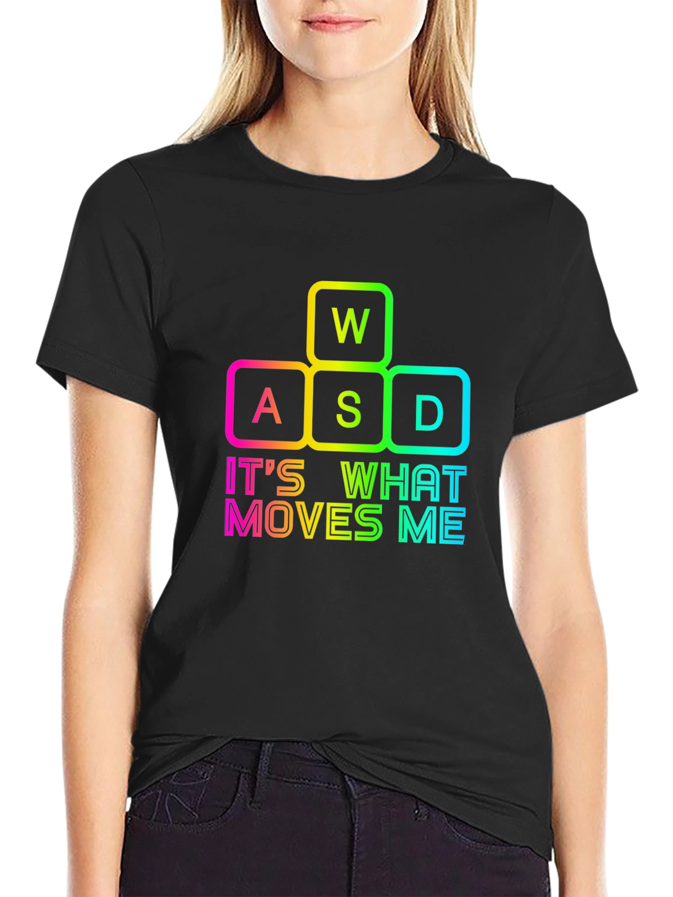 Gamers Delight: WASD Moves Me Black T-Shirt