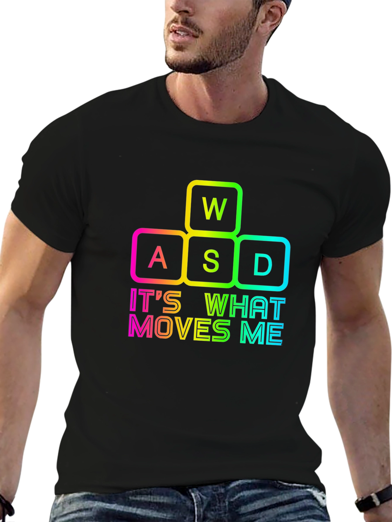 Gamers Delight: WASD Moves Me Black T-Shirt