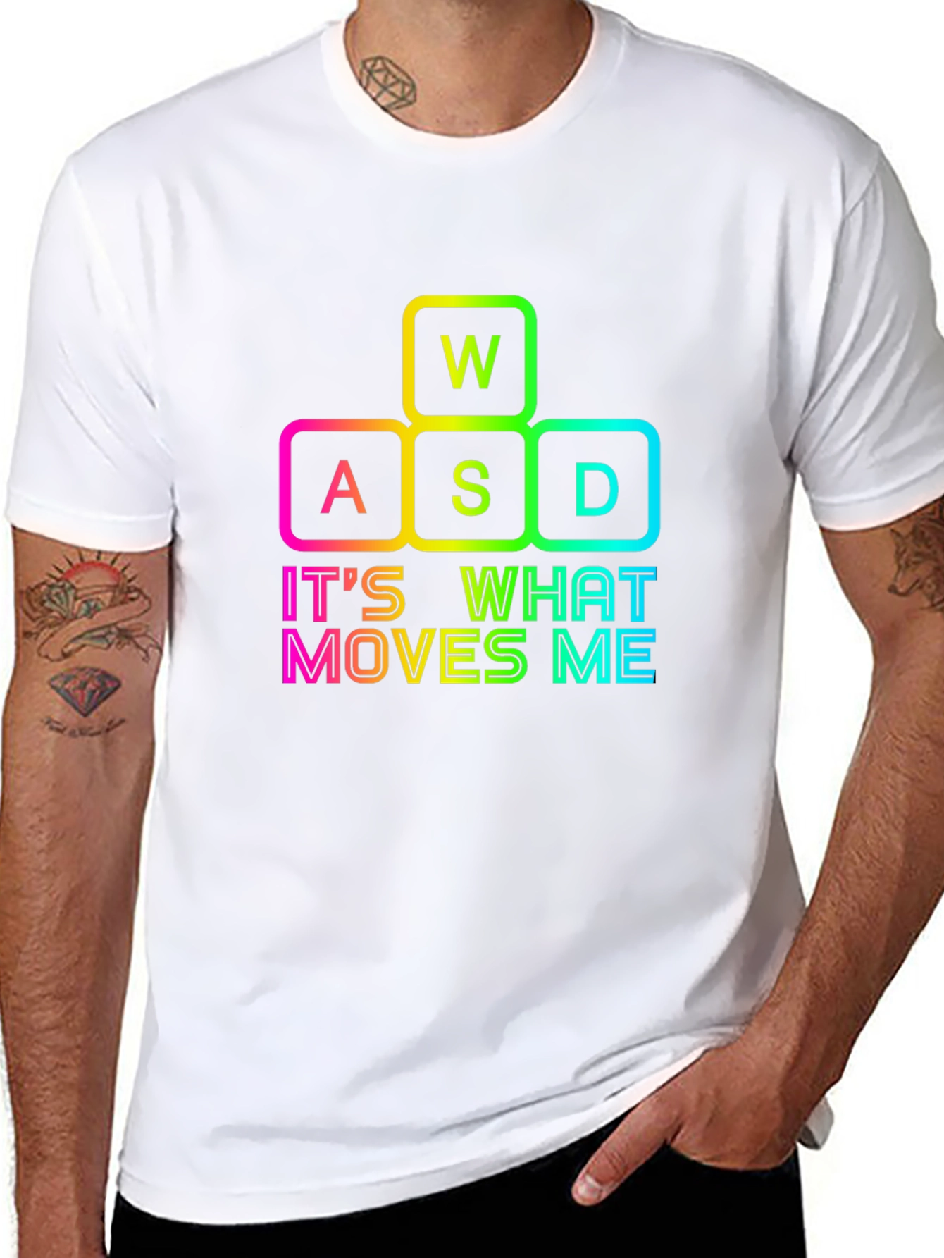 Gamers Delight: WASD Moves Me Black T-Shirt