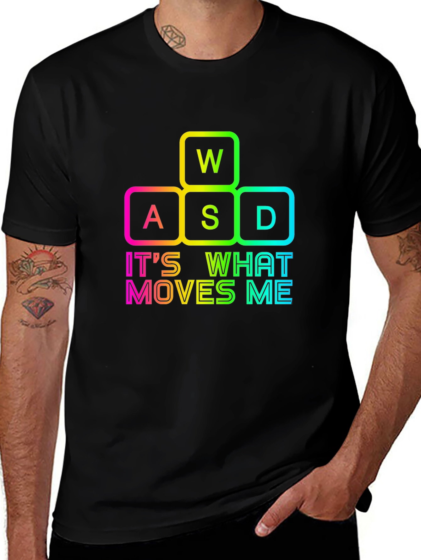 Gamers Delight: WASD Moves Me Black T-Shirt