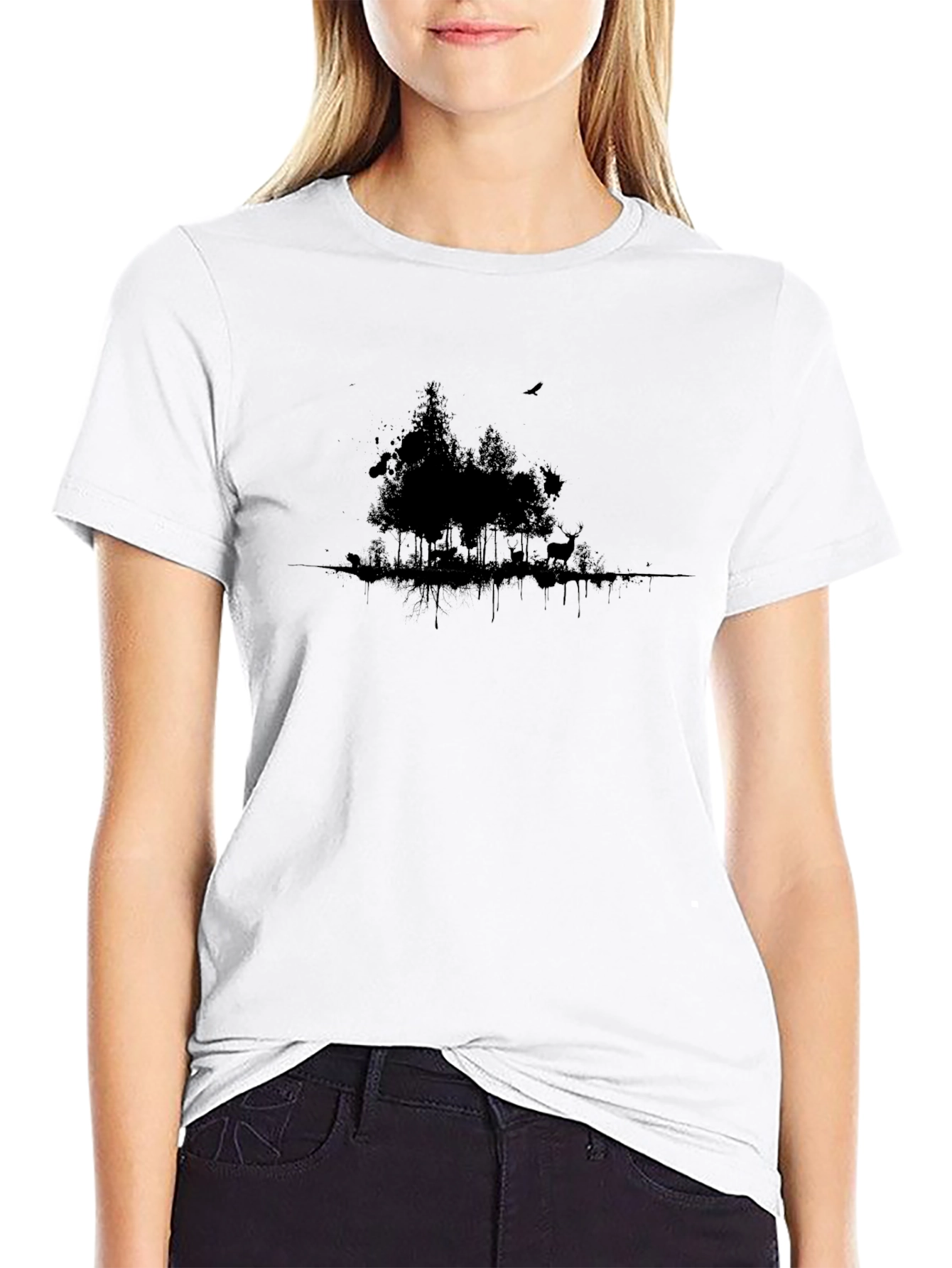 Nature Scene Black Graphic T-Shirt