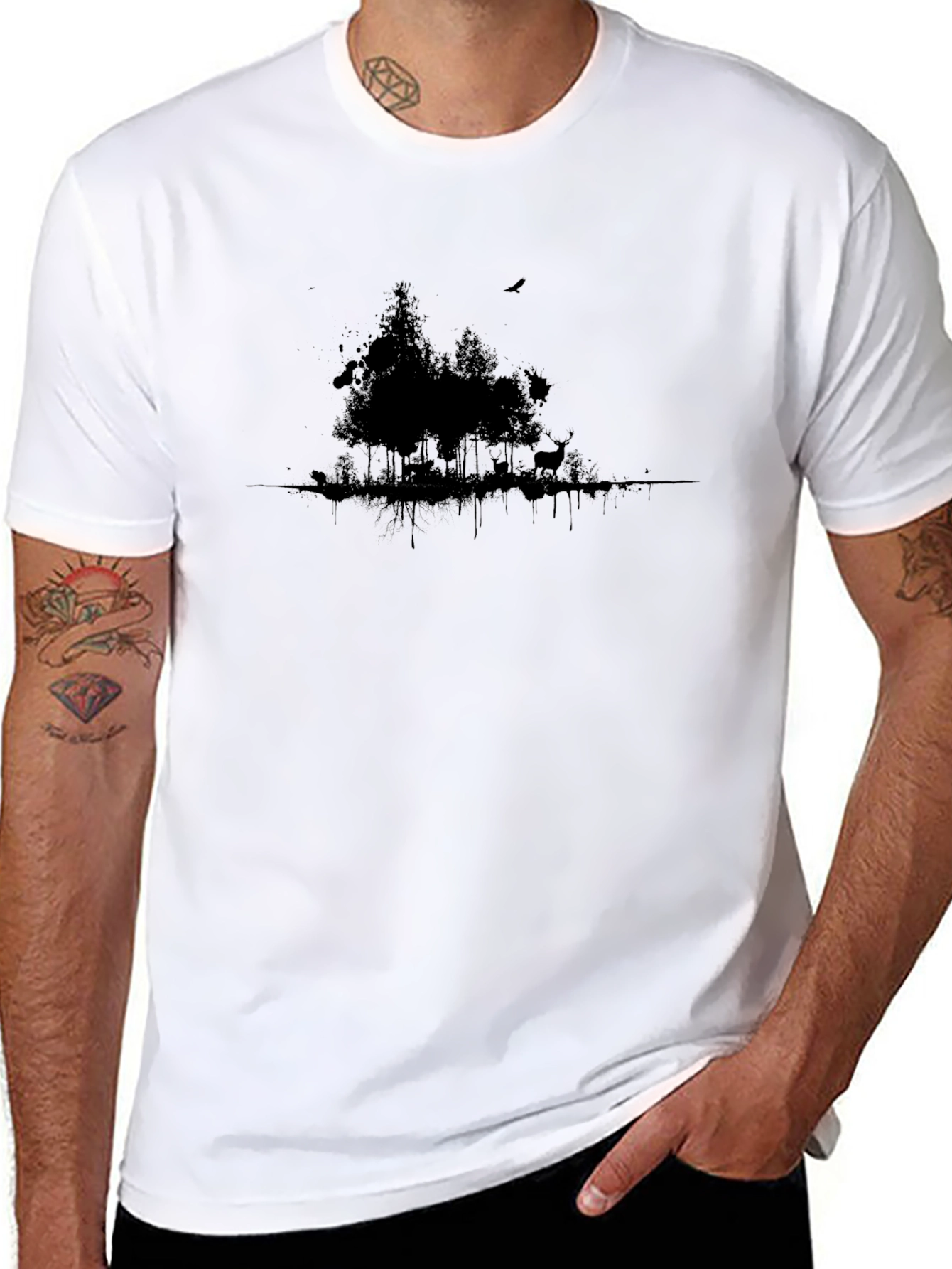 Nature Scene Black Graphic T-Shirt