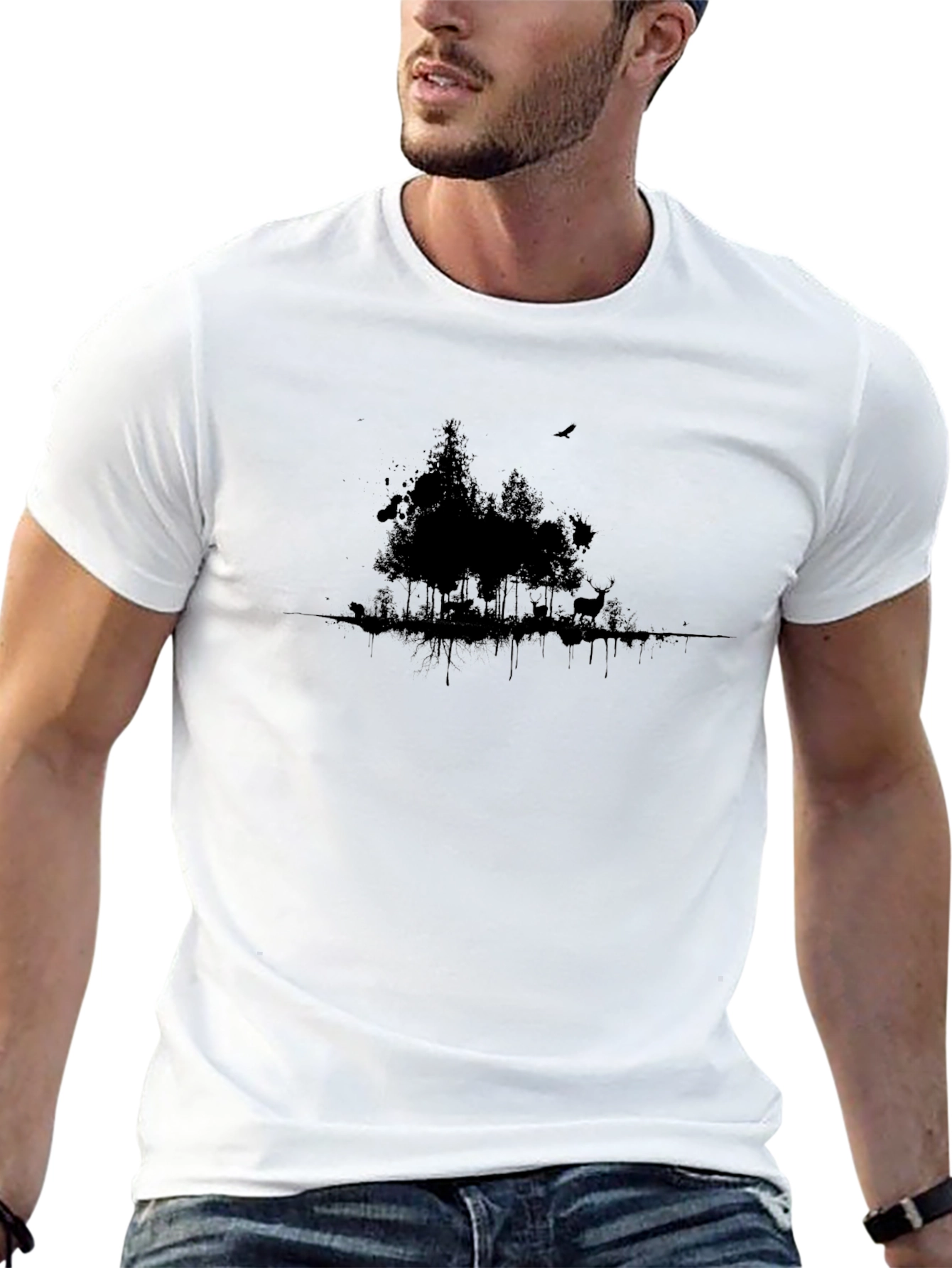 Nature Scene Black Graphic T-Shirt