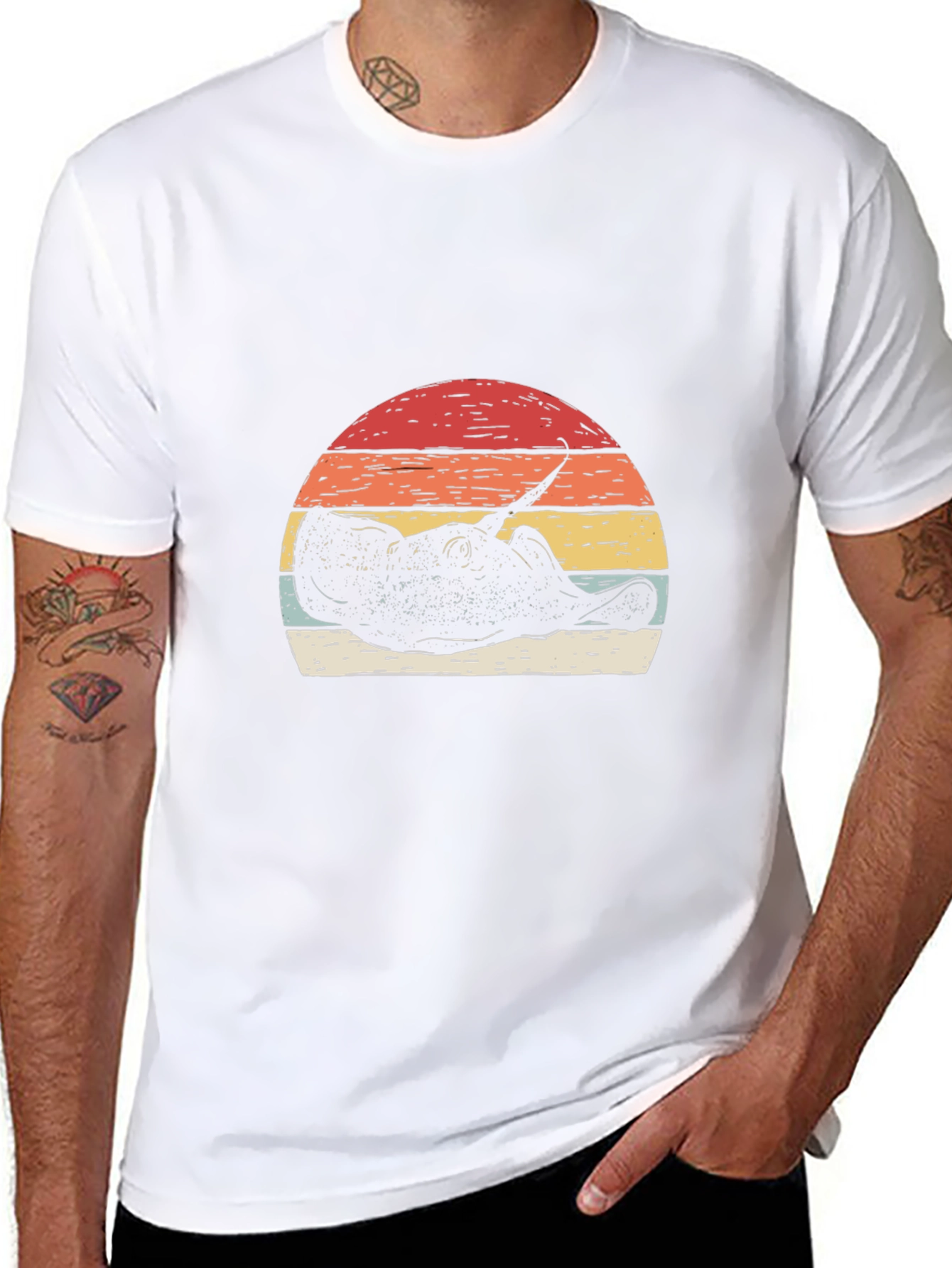 Retro Stingray Sunset Graphic T-Shirt
