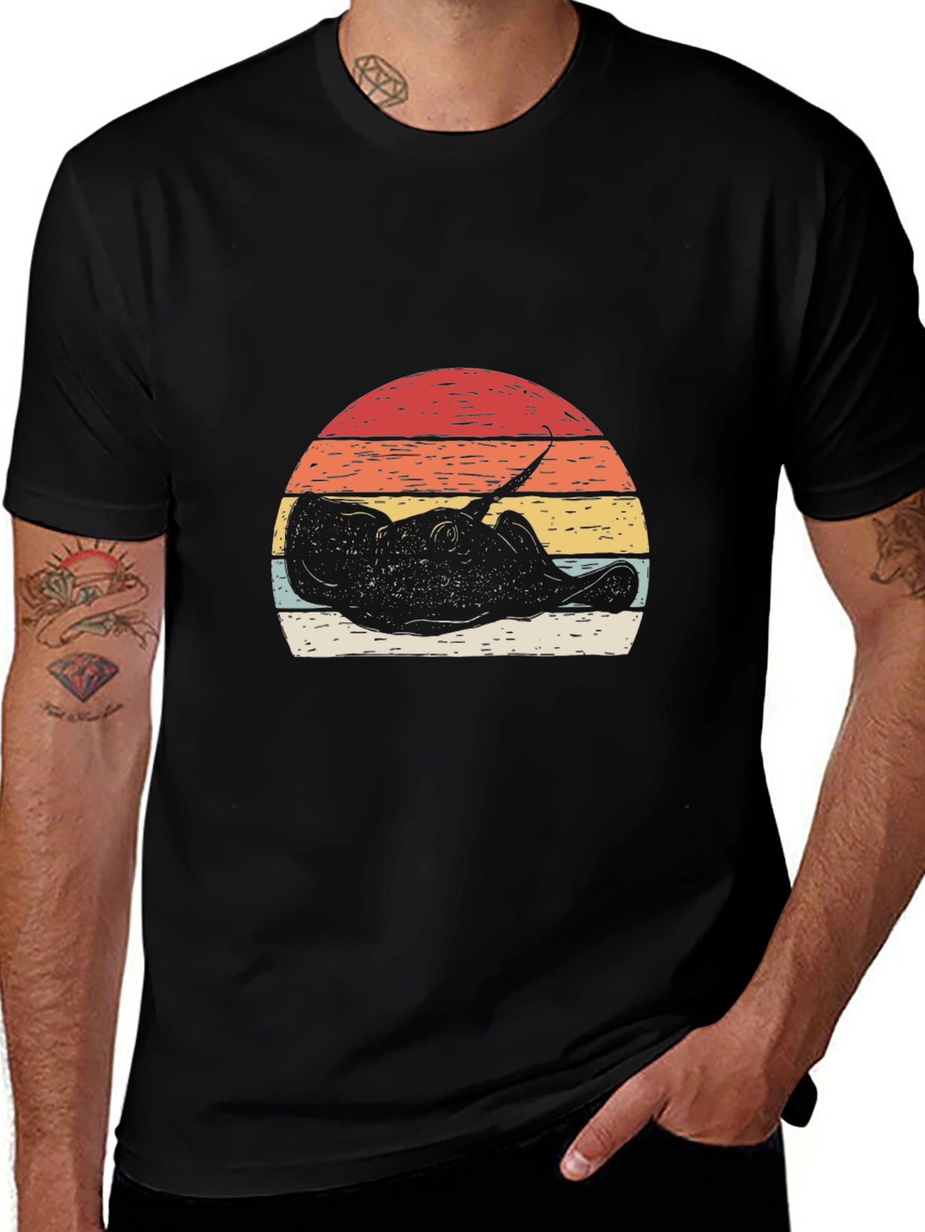 Retro Stingray Sunset Graphic T-Shirt