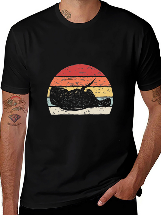 Retro Stingray Sunset Graphic T-Shirt