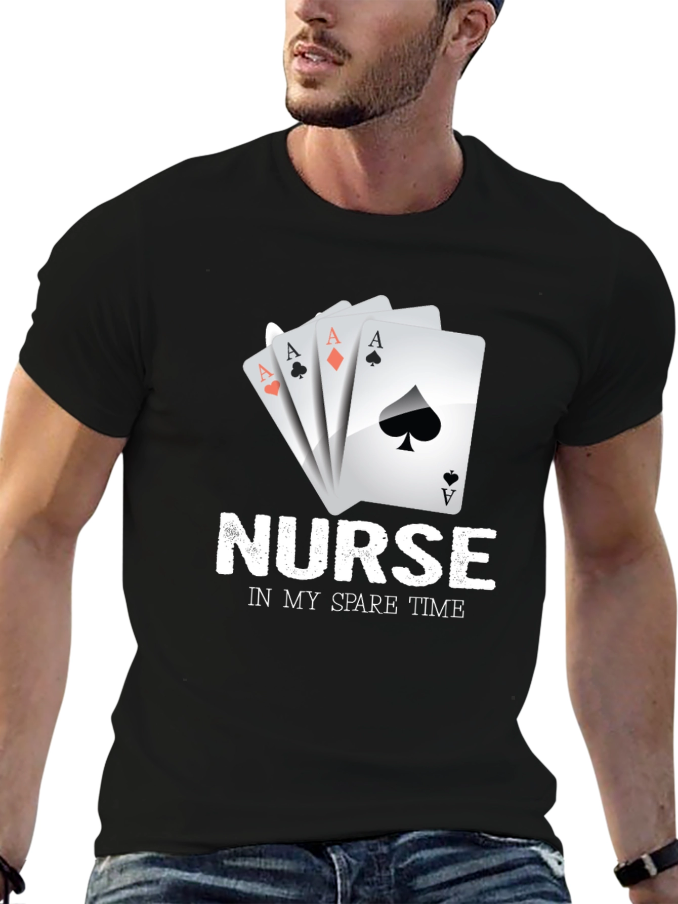 Nurse Spare Time Ace Card Graphic Tee