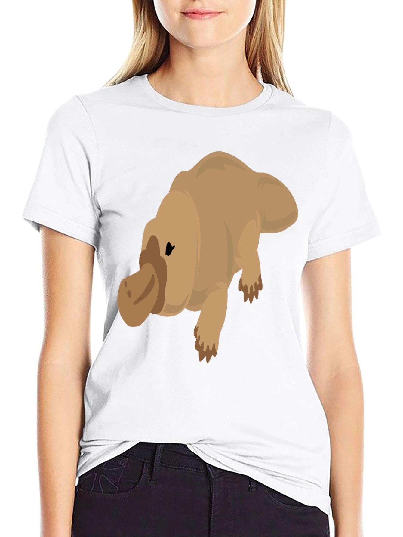 Cartoon Platypus Graphic Tee - Black T-Shirt