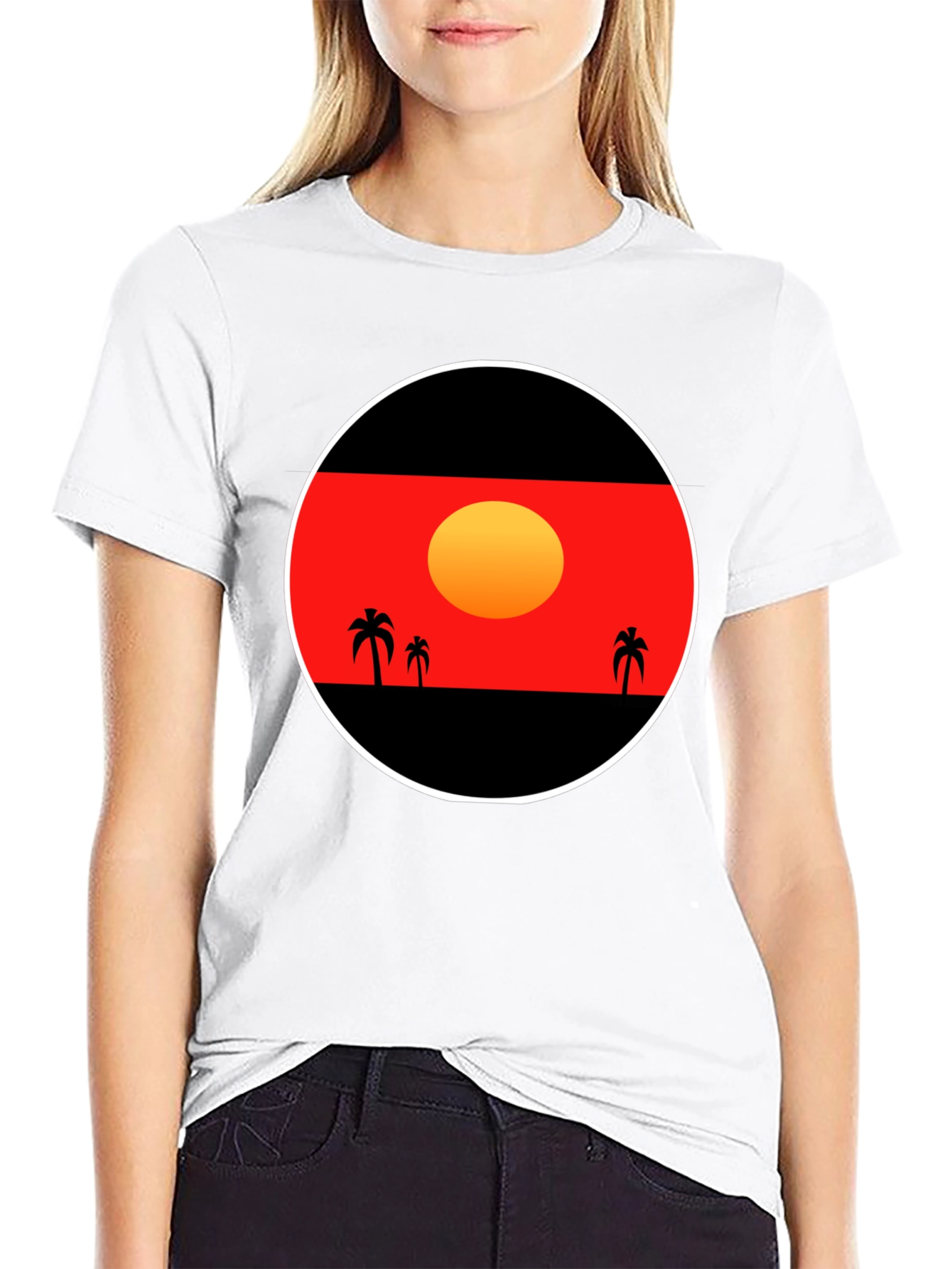 Sunset Palm Tee - Graphic Black T-Shirt