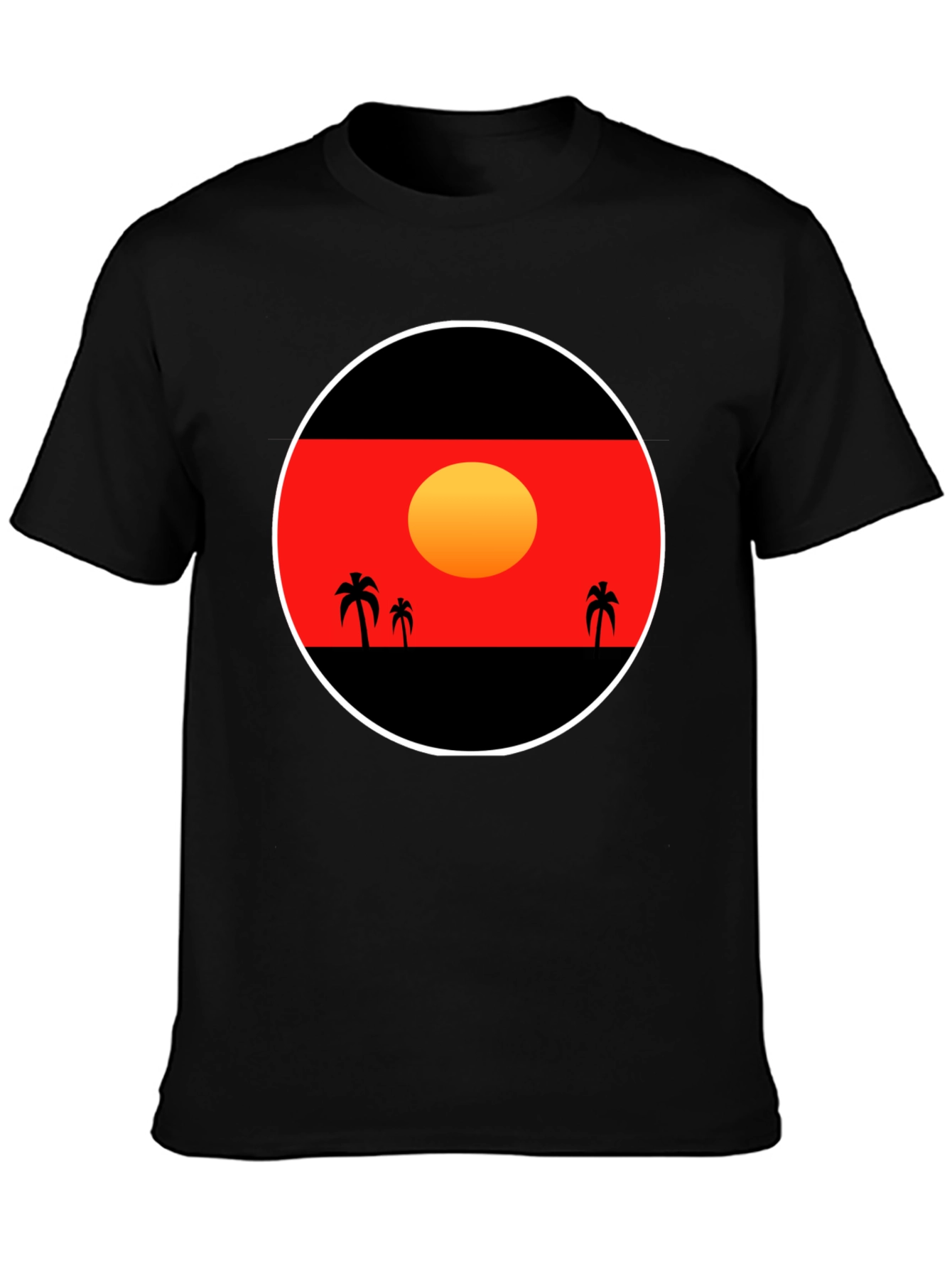 Sunset Palm Tee - Graphic Black T-Shirt