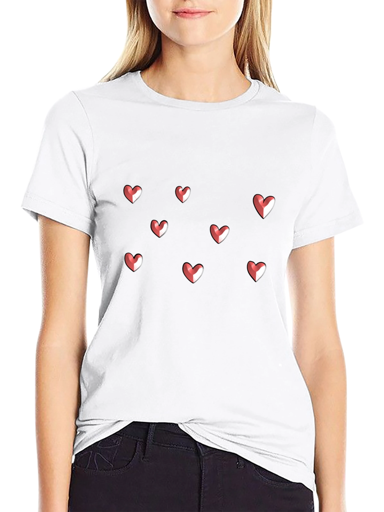 Heart Graphic Print Crew Neck T-Shirt