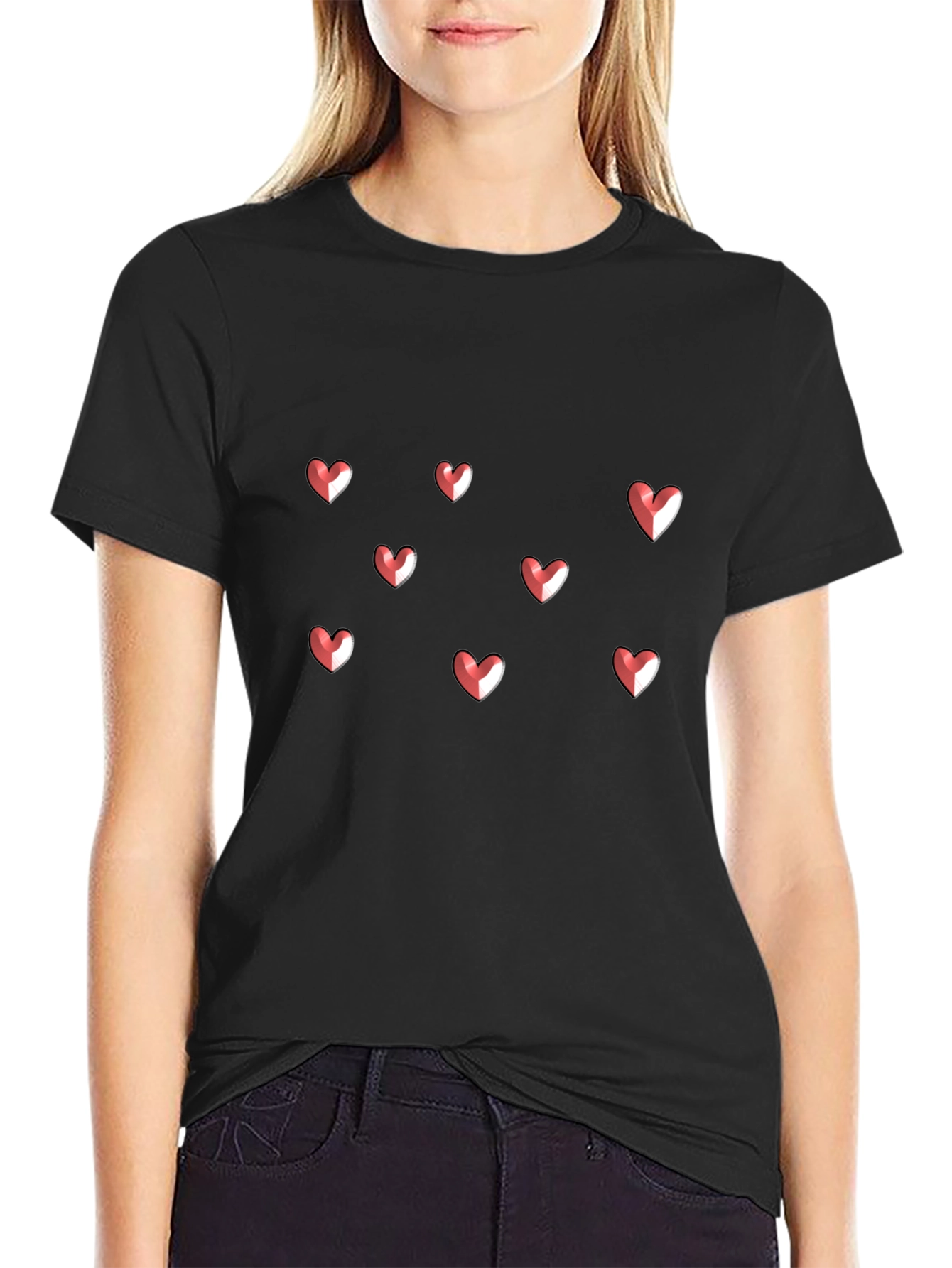 Heart Graphic Print Crew Neck T-Shirt