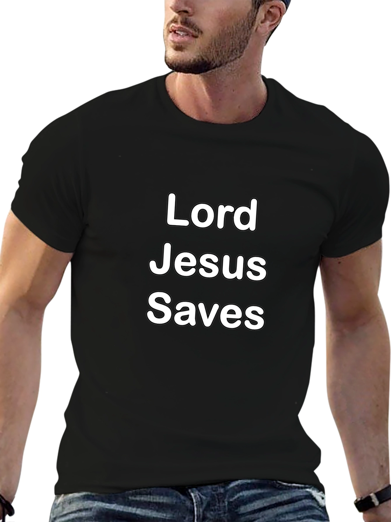 Lord Jesus Saves Black T-Shirt