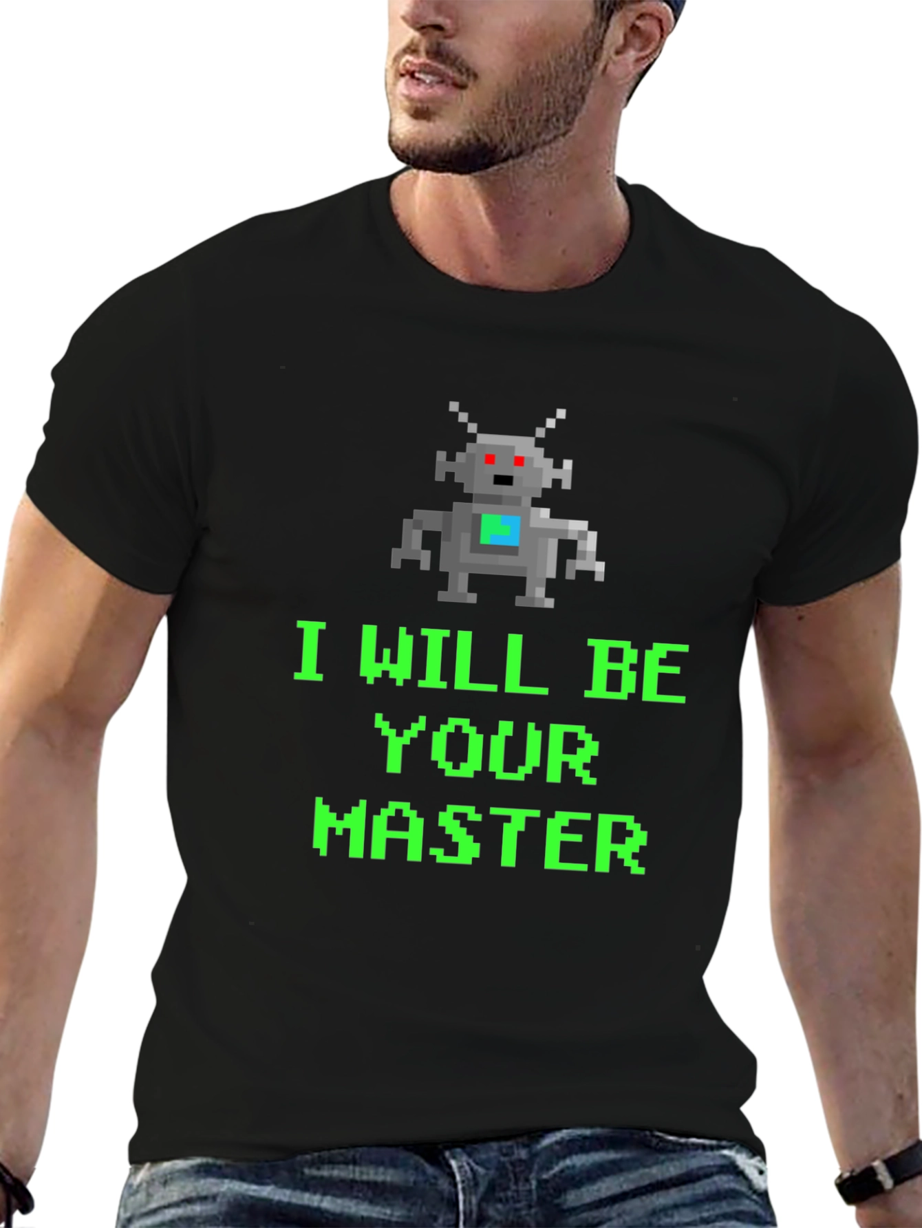 Pixel Robot I Will Be Your Master Graphic Tee