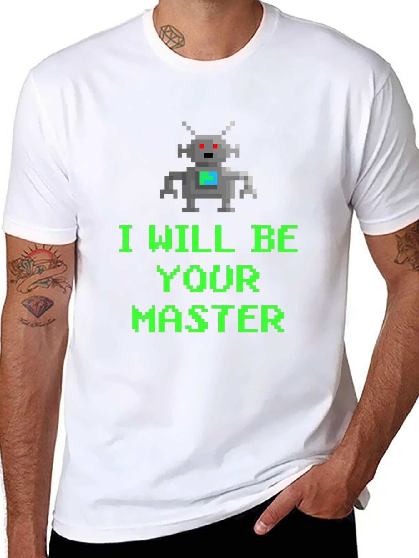 Pixel Robot I Will Be Your Master Graphic Tee