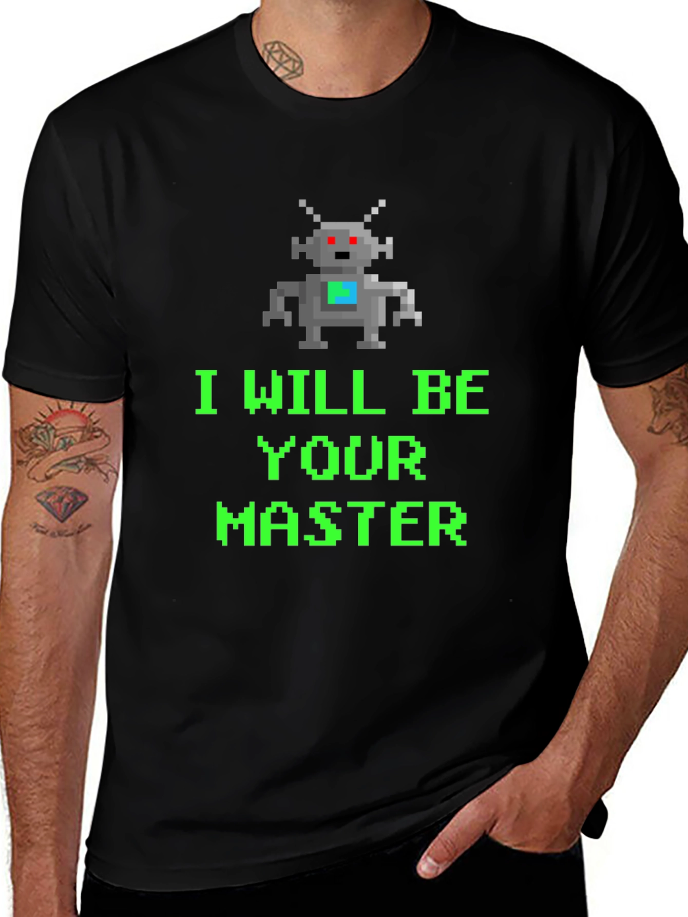 Pixel Robot I Will Be Your Master Graphic Tee