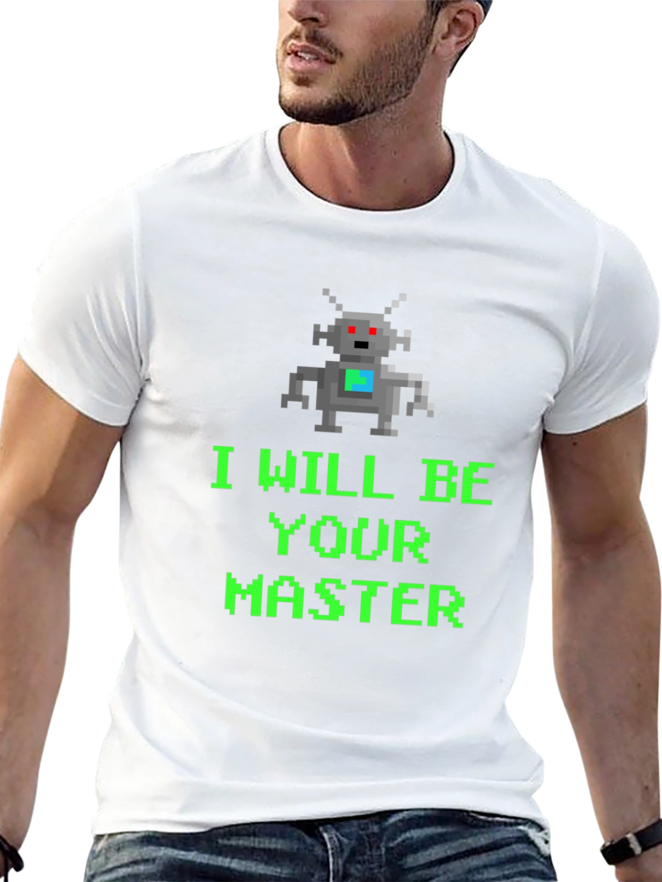 Pixel Robot I Will Be Your Master Graphic Tee