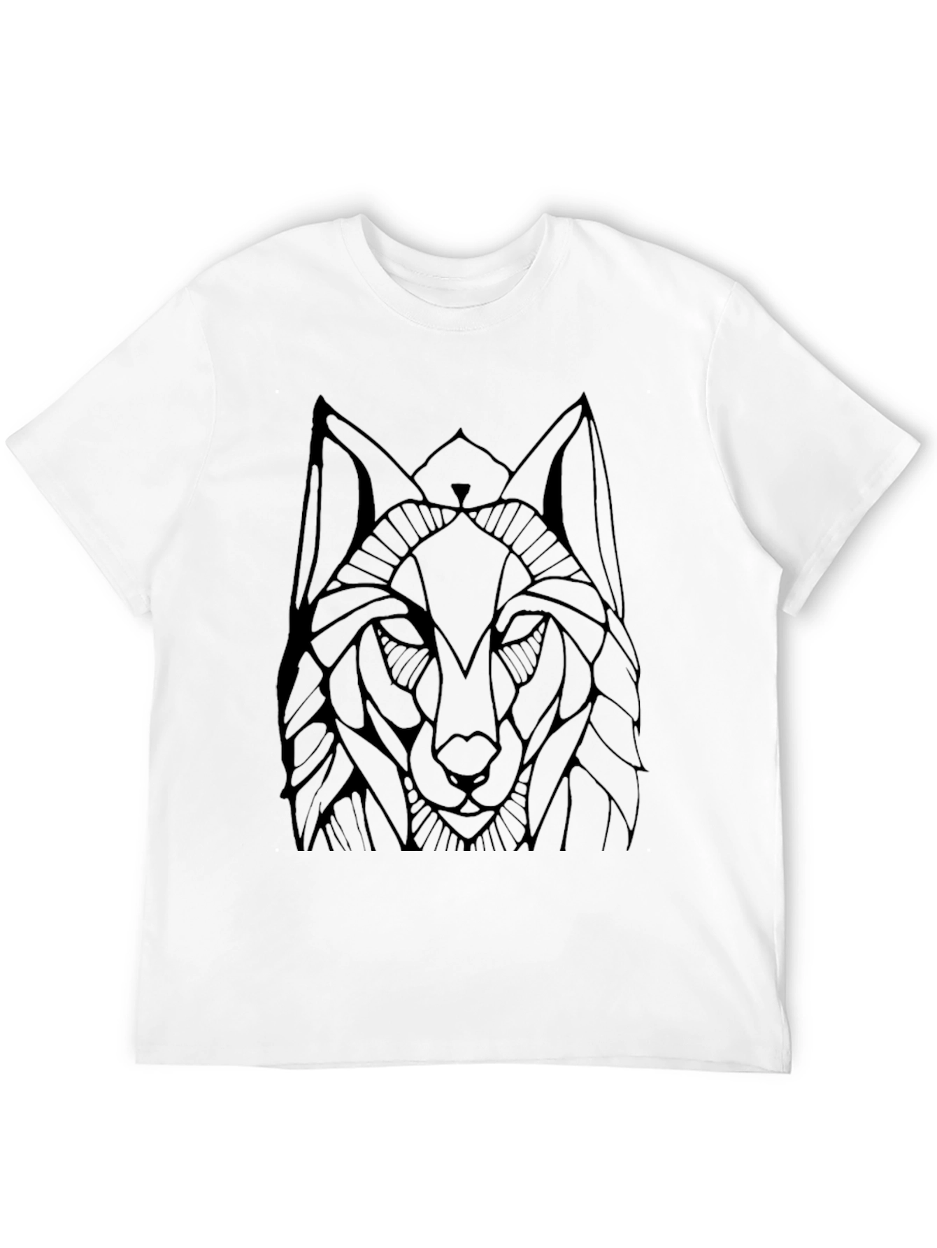 Geometric Wolf Graphic Tee - Black