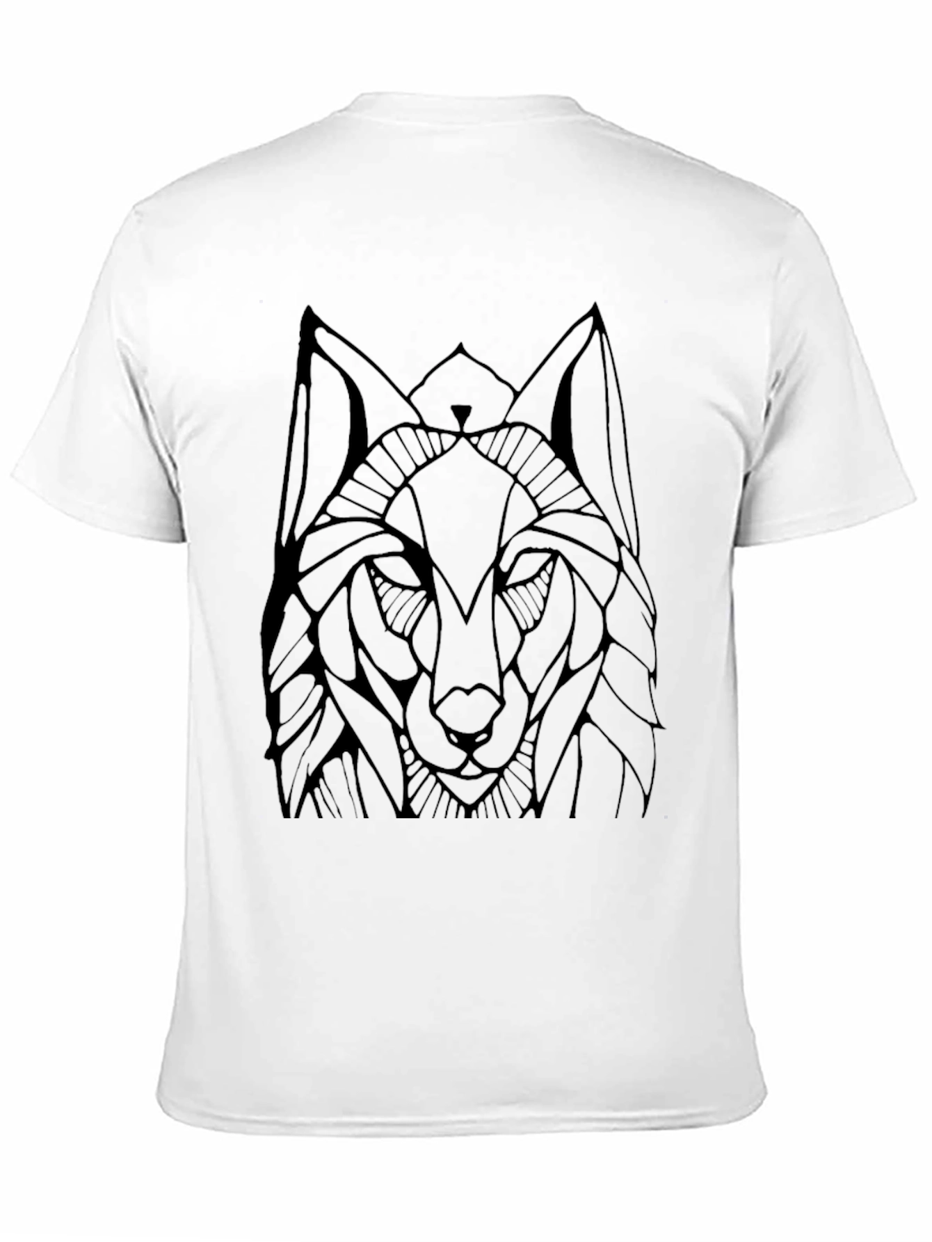Geometric Wolf Graphic Tee - Black