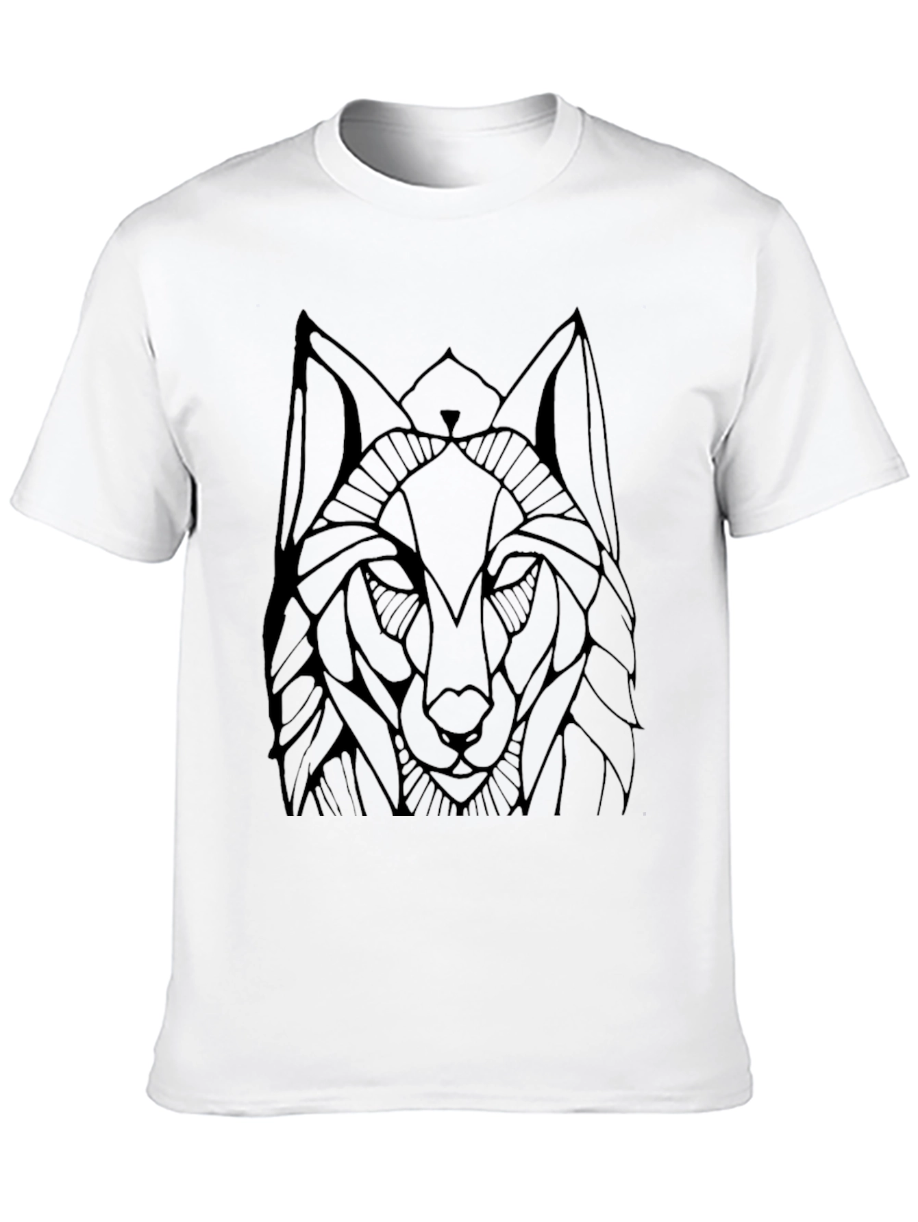 Geometric Wolf Graphic Tee - Black
