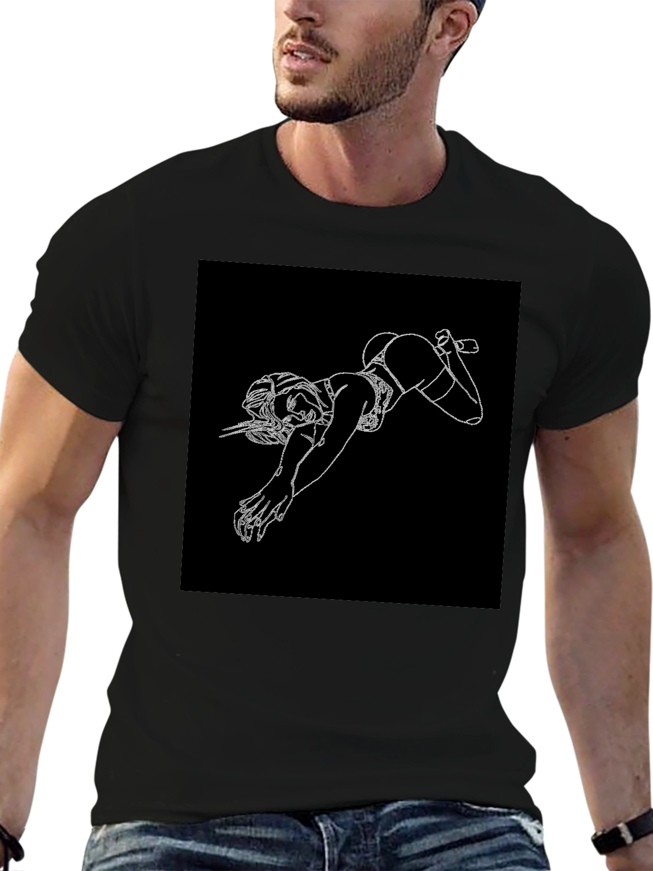 Graphic Print Black Tee Shirt