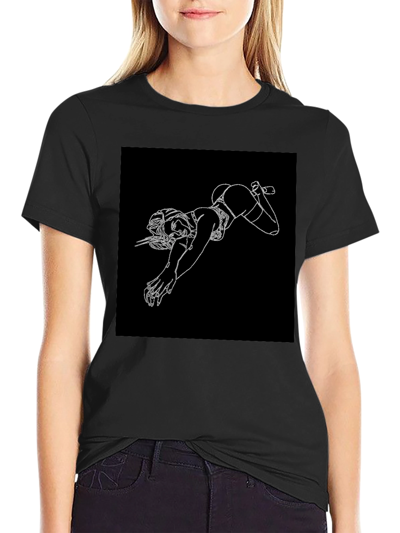 Graphic Print Black Tee Shirt