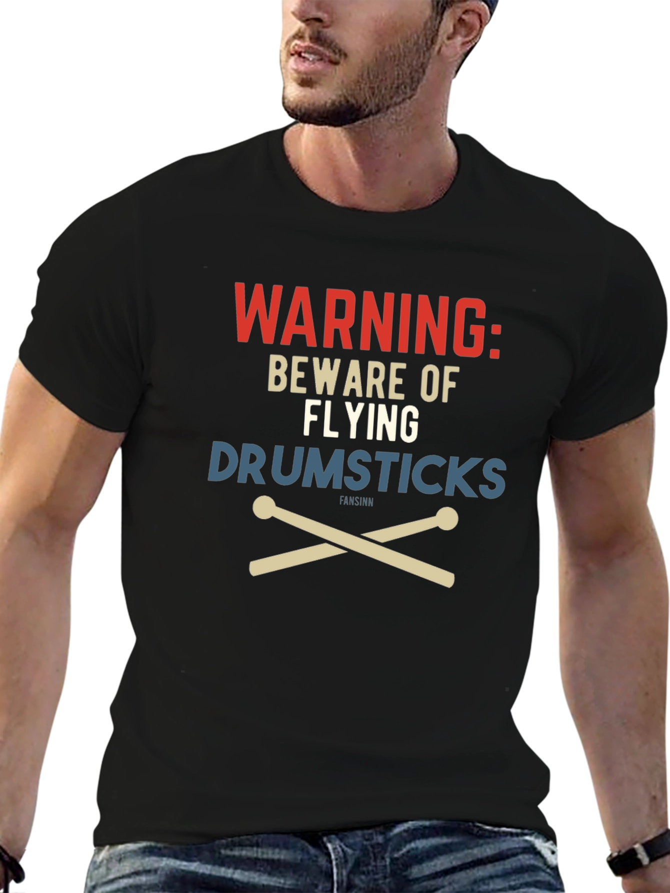 Warning Flying Drumsticks T-Shirt - Musician Tee