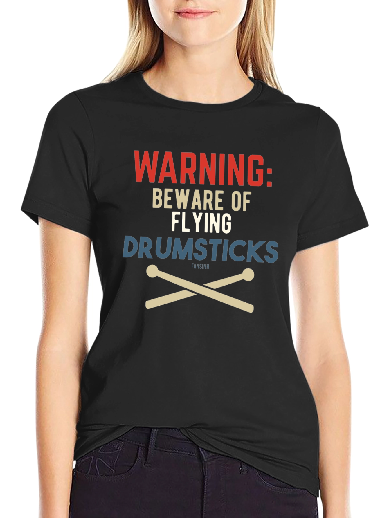 Warning Flying Drumsticks T-Shirt - Musician Tee