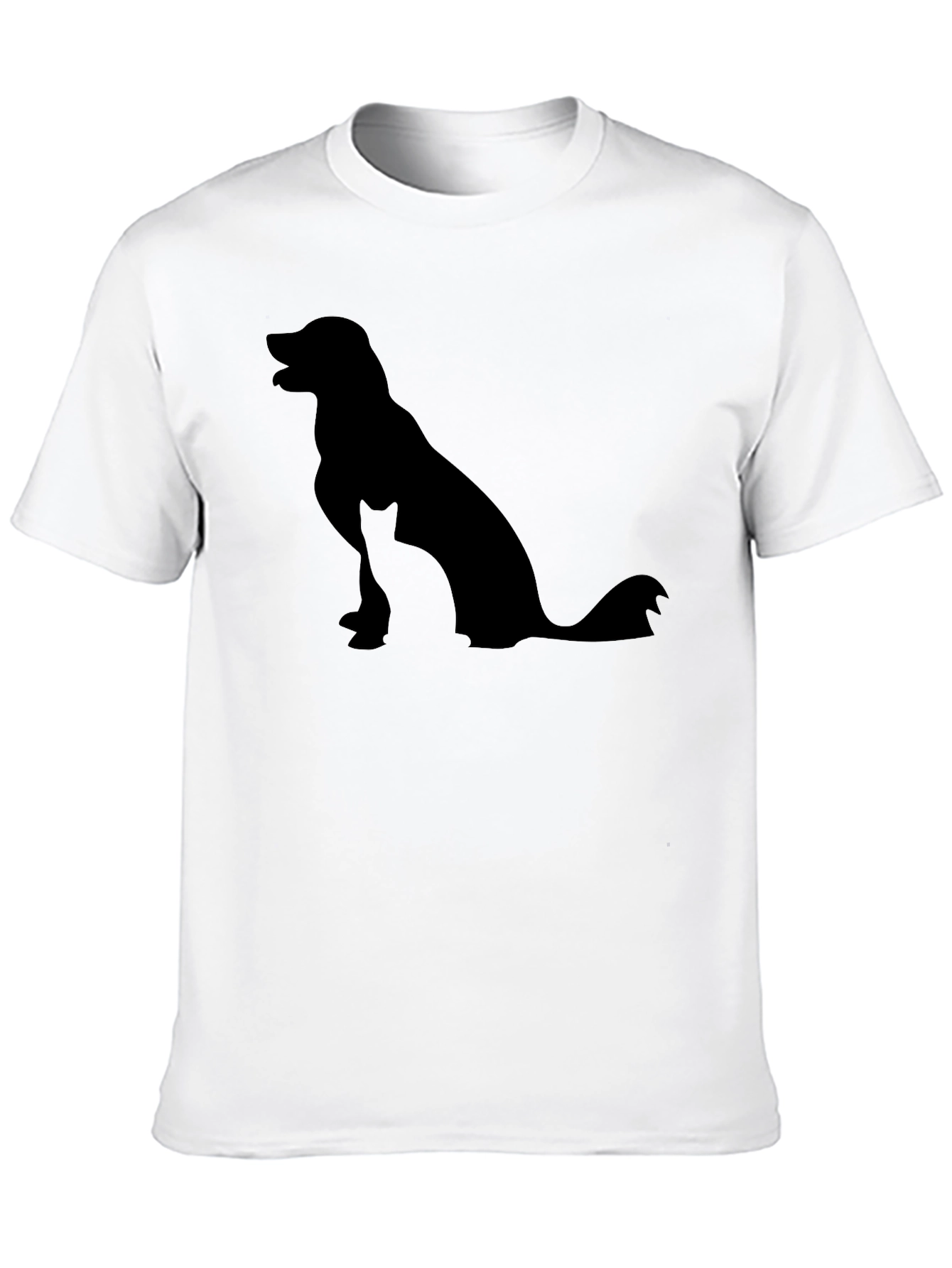 Dog and Cat Silhouette Black T-Shirt