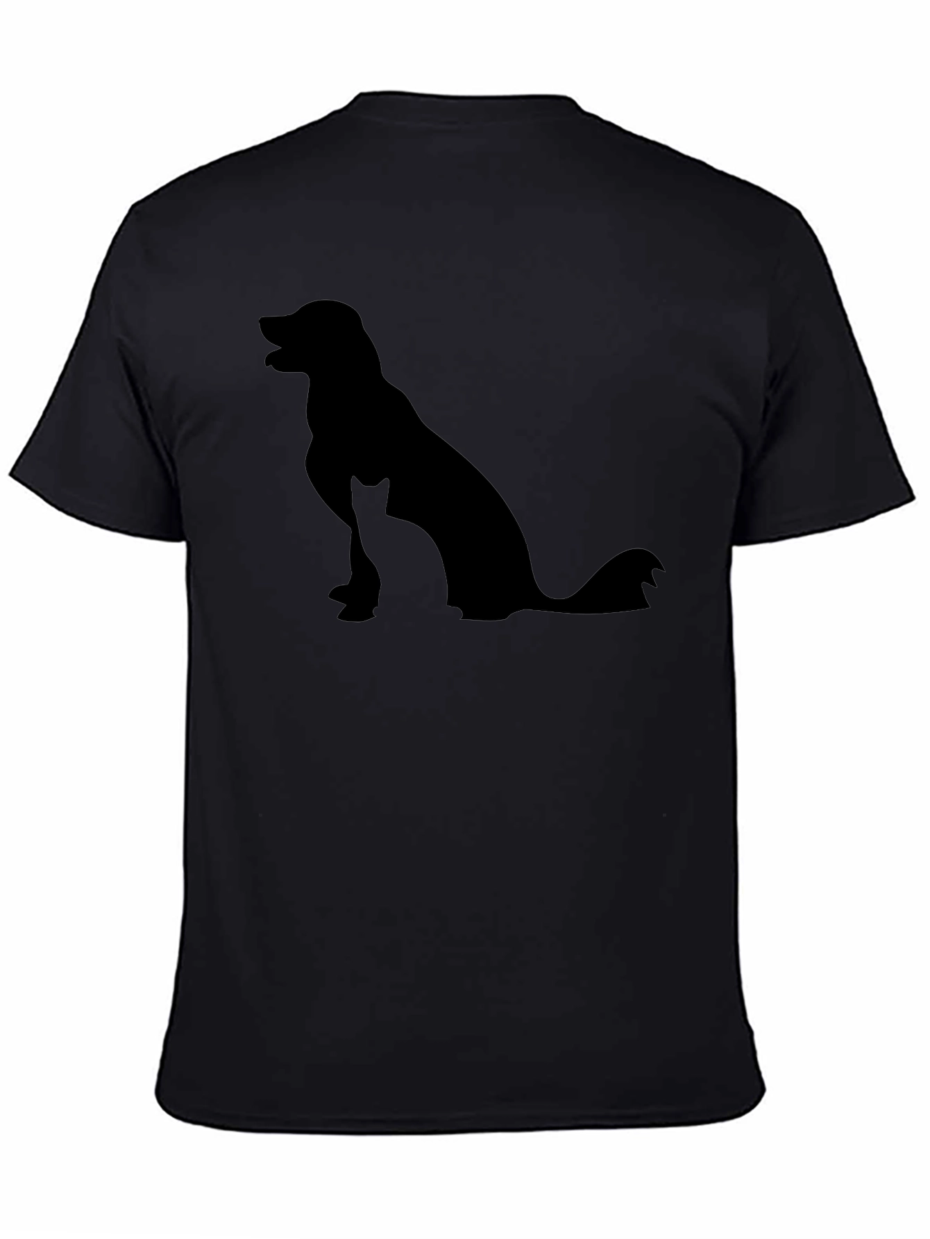 Dog and Cat Silhouette Black T-Shirt