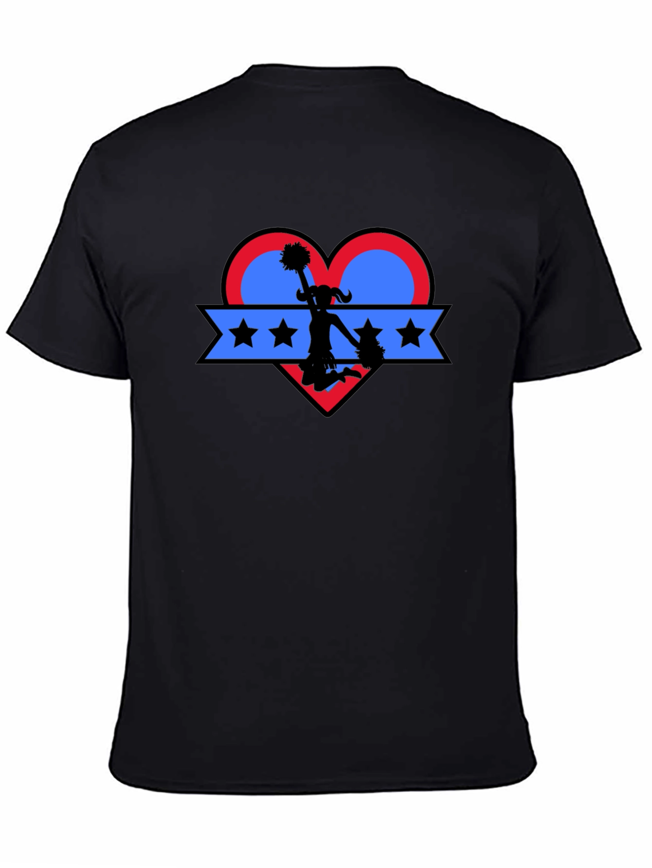 Cheerleader Heart Graphic T-Shirt - Patriotic Spirit!